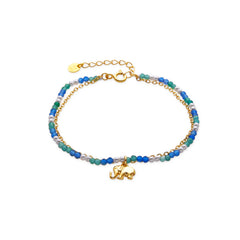 925 Sterling Silver Bracelet with Dark Blue Crystal finished in 18k Gold - Dirhum