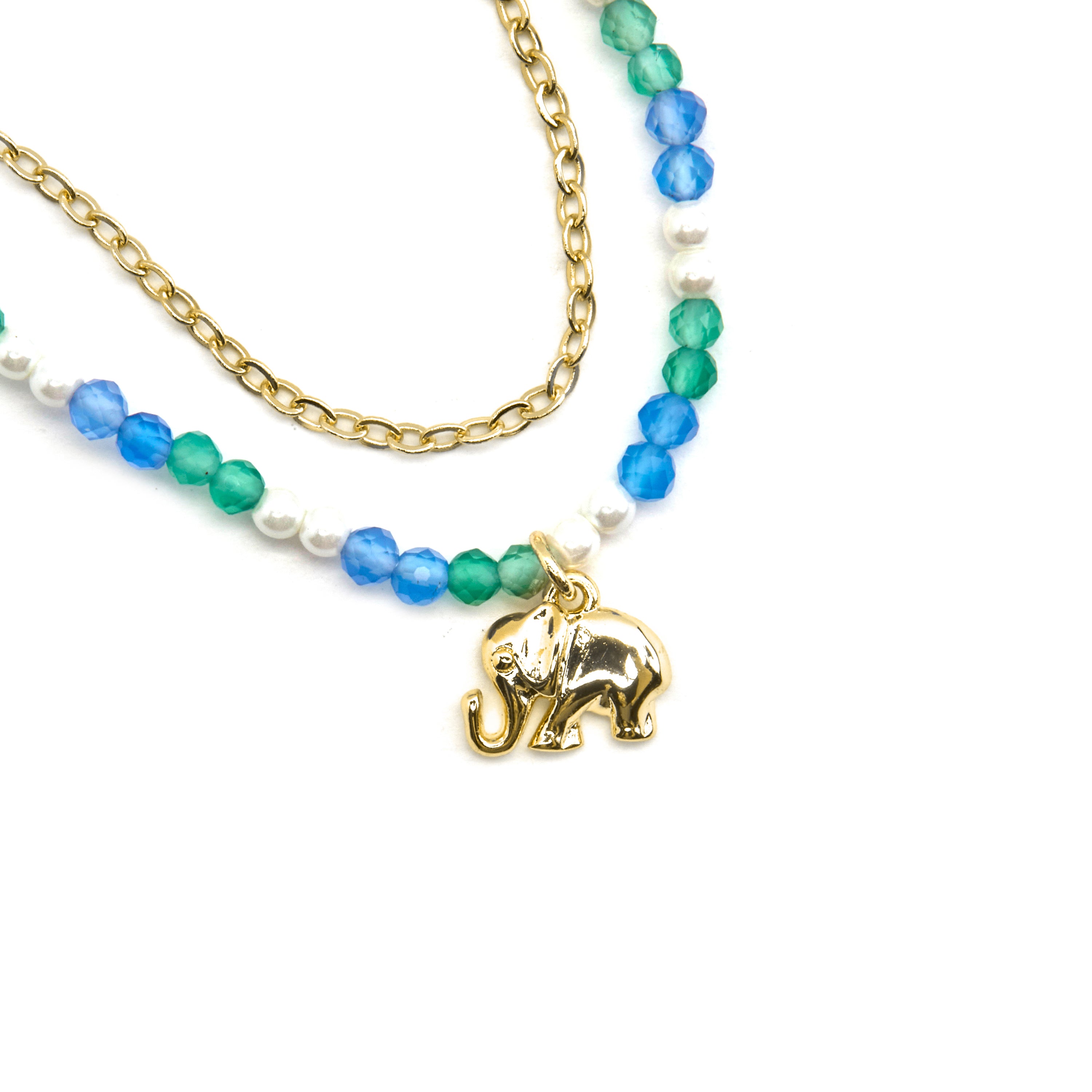 Pulseira de Prata de Lei 925 e Cristal Azul Escuro com acabamento em ouro 18k - Dirhum