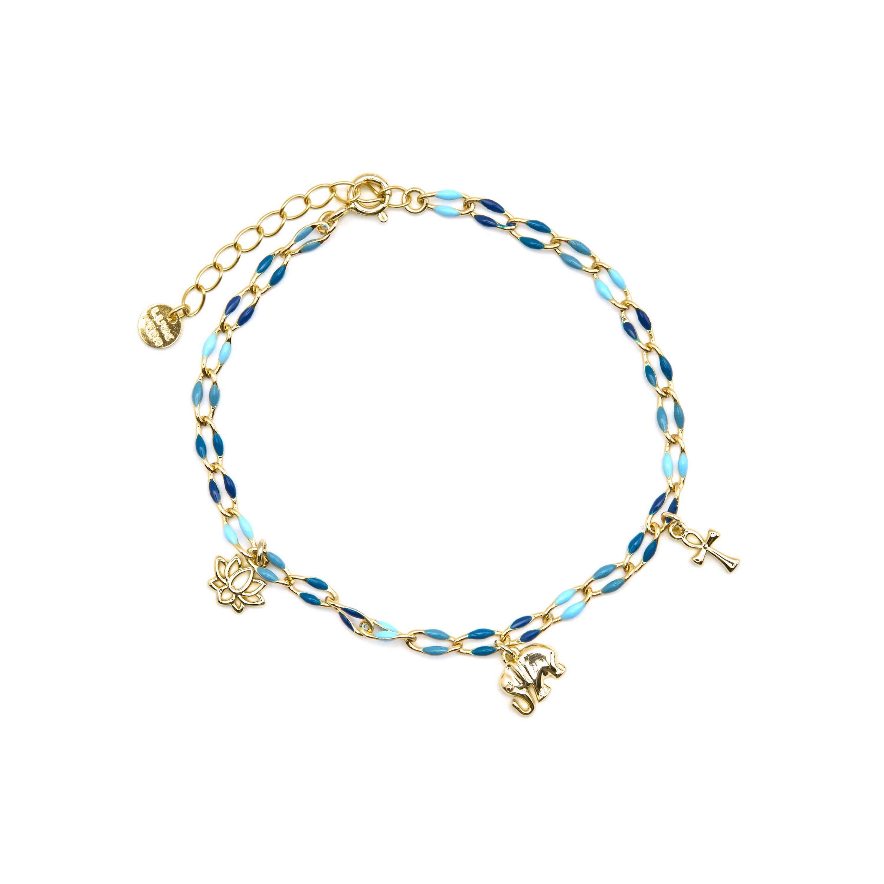 Bracciale in Argento Sterling 925 e Laccato Blu finitura oro 18k - Shione