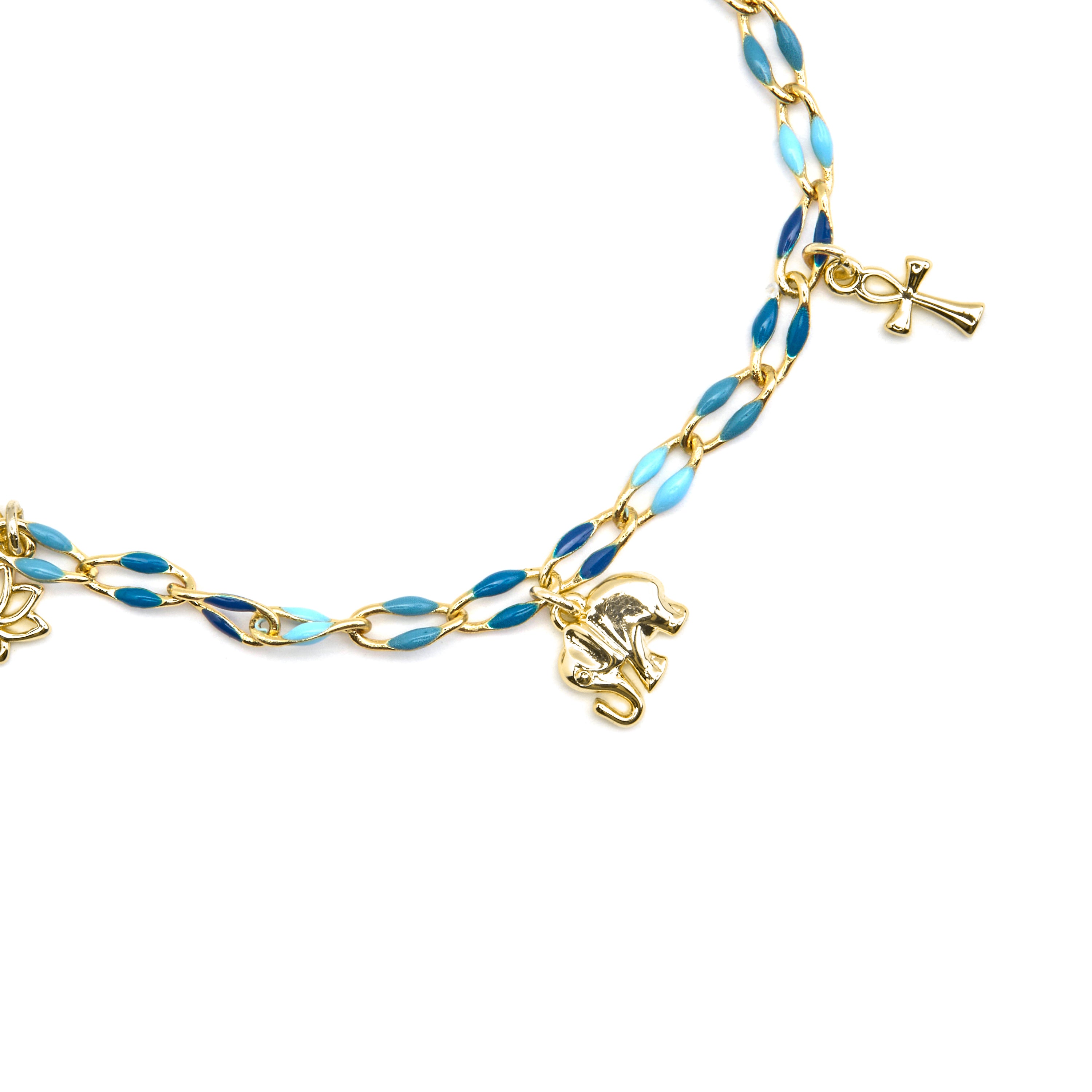 Bracciale in Argento Sterling 925 e Laccato Blu finitura oro 18k - Shione