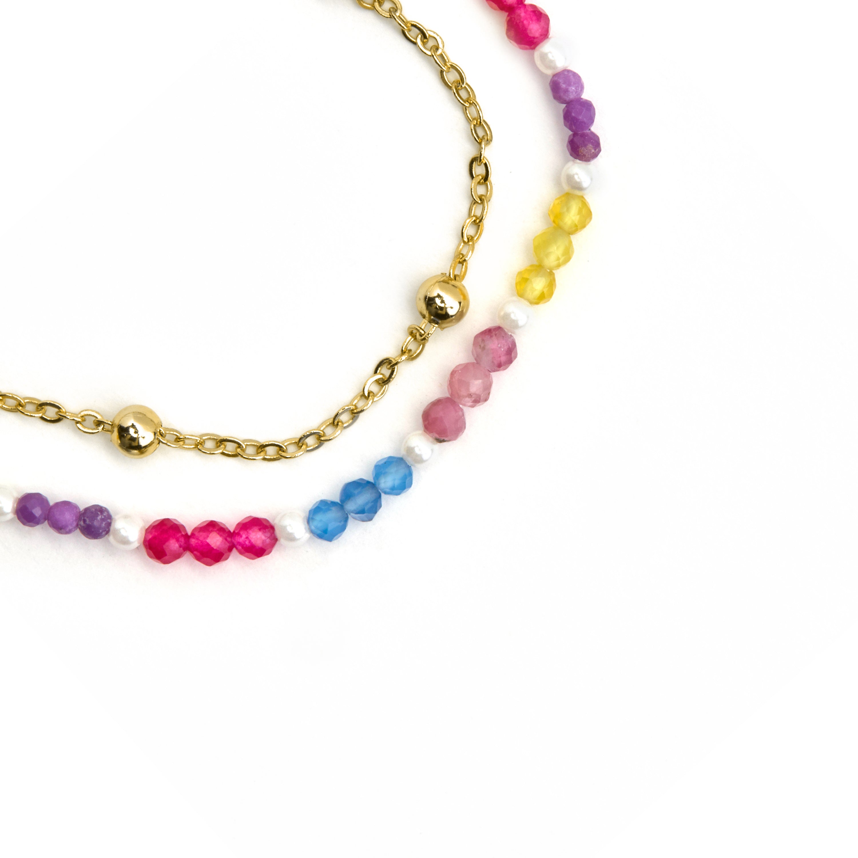 925er Sterlingsilberarmband mit mehrfarbigem Kristall, 18k Goldfinish - Busde