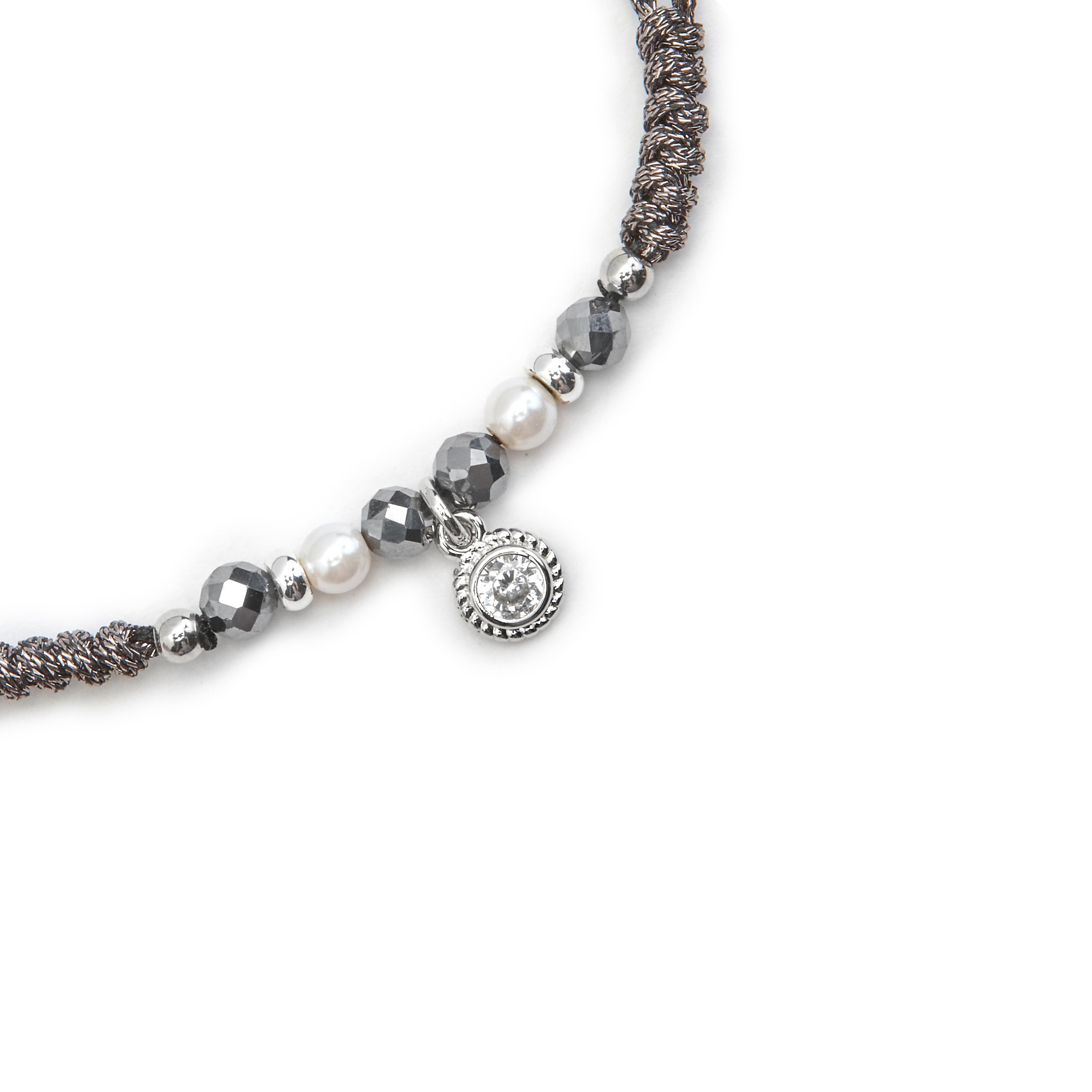 Pulsera de Plata de Ley 925 y Perla Blanca acabado en rodio - Nexa