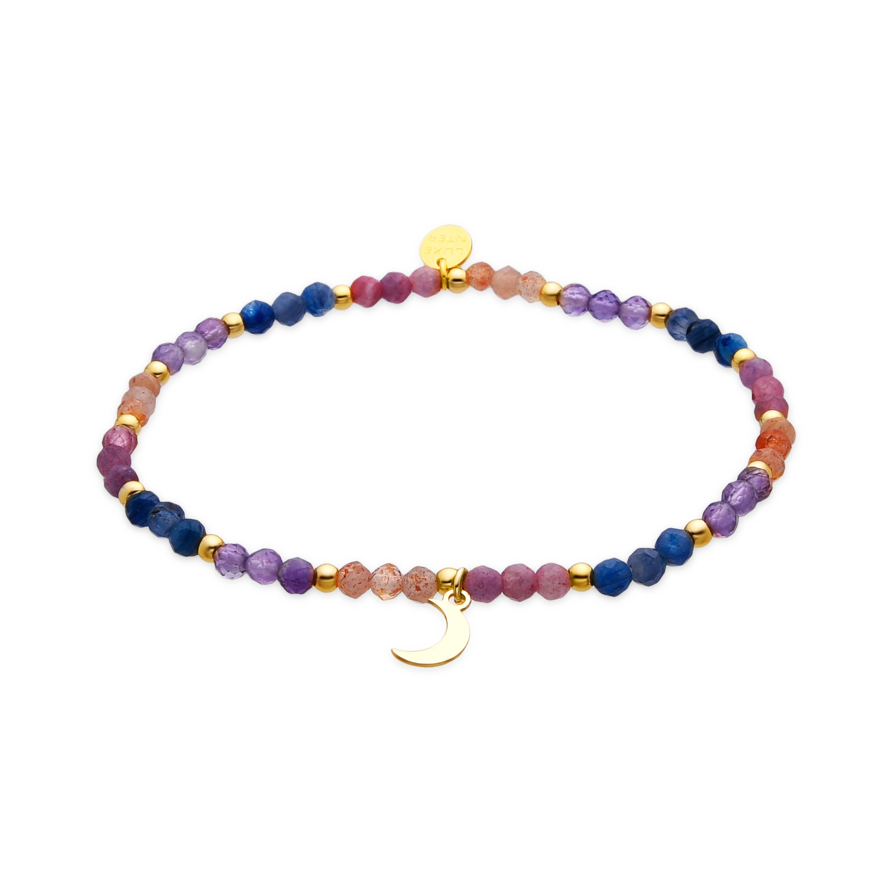925er Sterlingsilberarmband mit mehrfarbigem Kristall, vergoldet mit 18k - Linshu