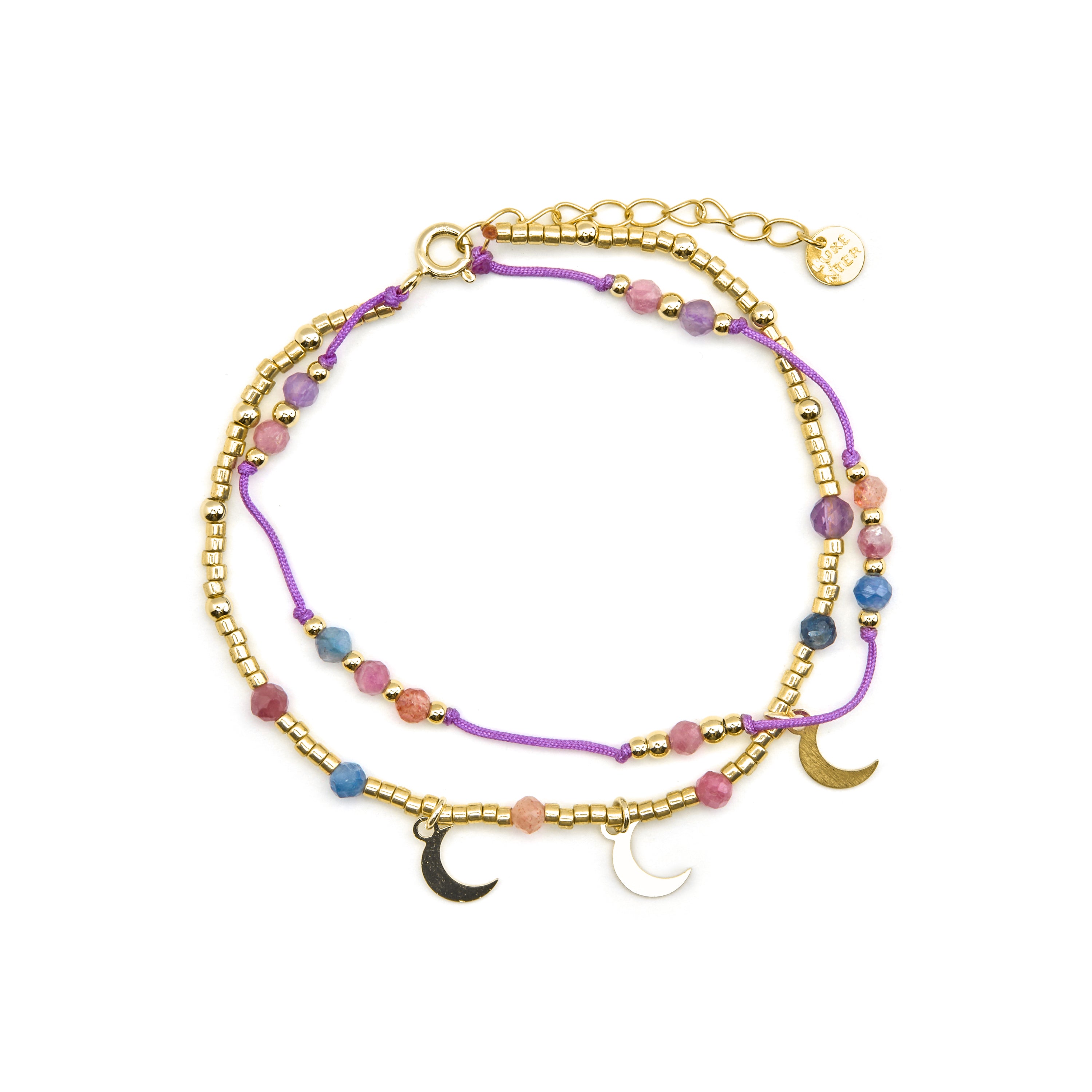 Bracelet en argent sterling 925 et cristal multicolore finition or 18k - Kapac