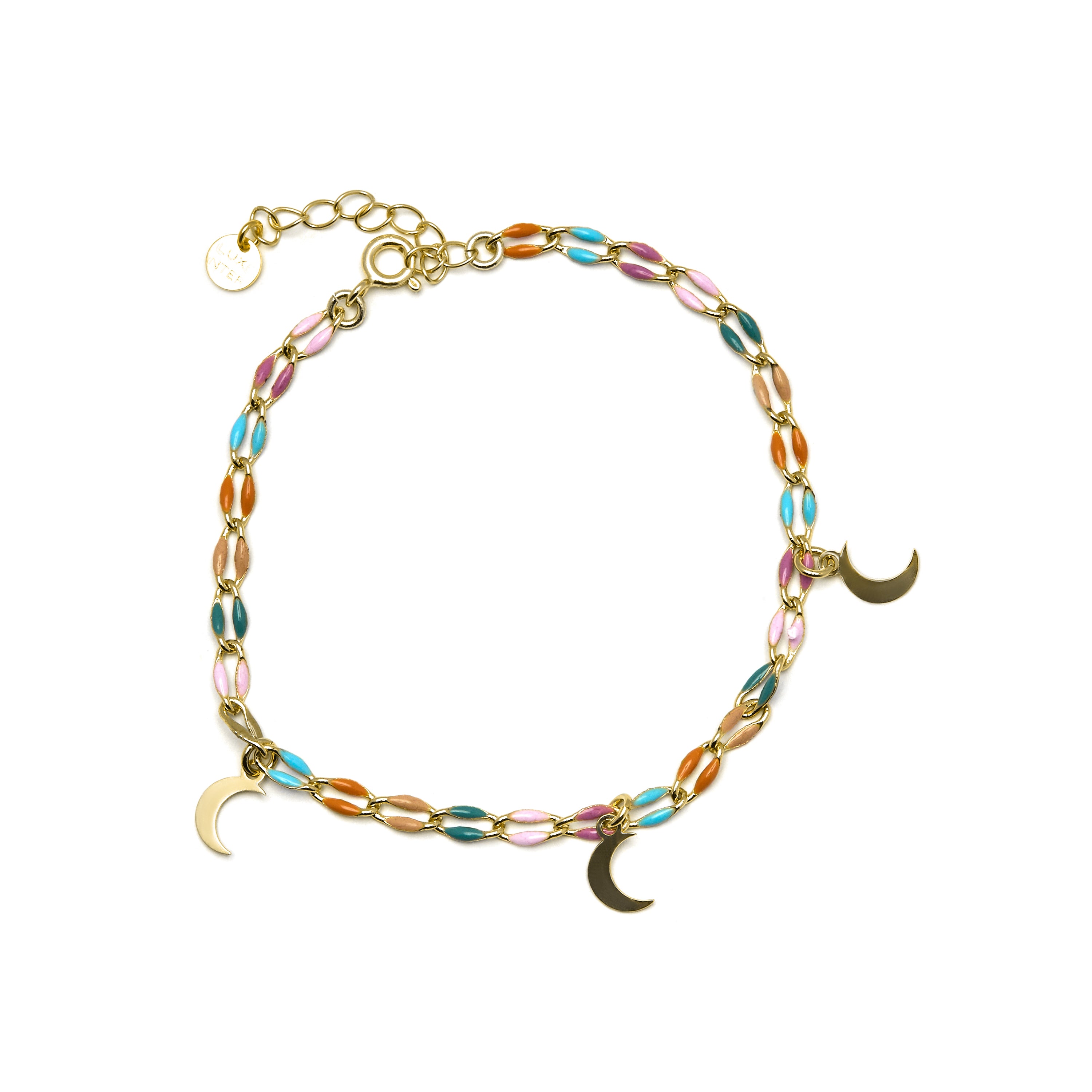 925 Sterling Silver Bracelet with Multicolor Lacquer and 18k Gold Finish - Liesi