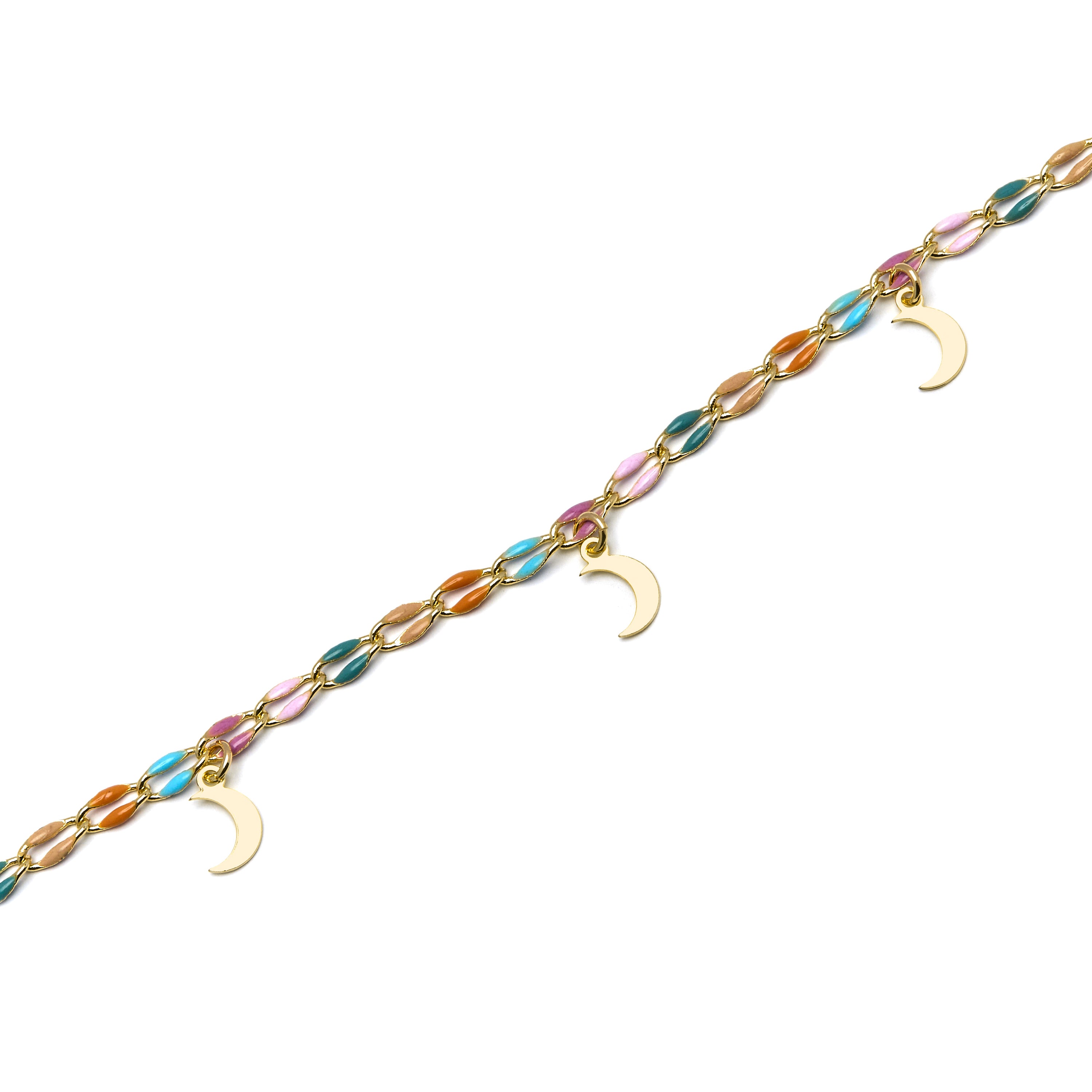 925 Sterling Silver Bracelet with Multicolor Lacquer and 18k Gold Finish - Liesi