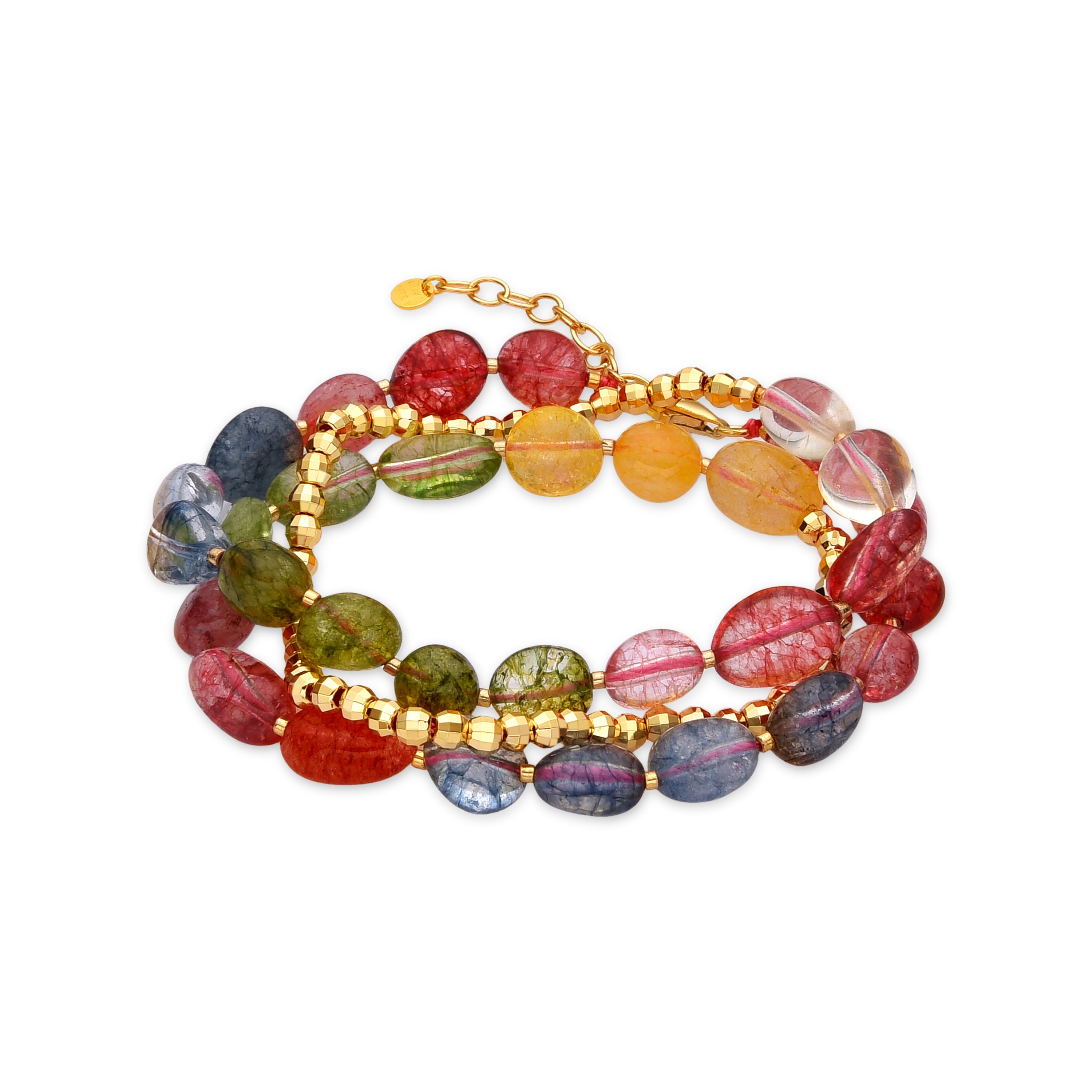 925 Sterling Silver Bracelet with Multicolor Crystal and 18k Gold Finish - Xiua