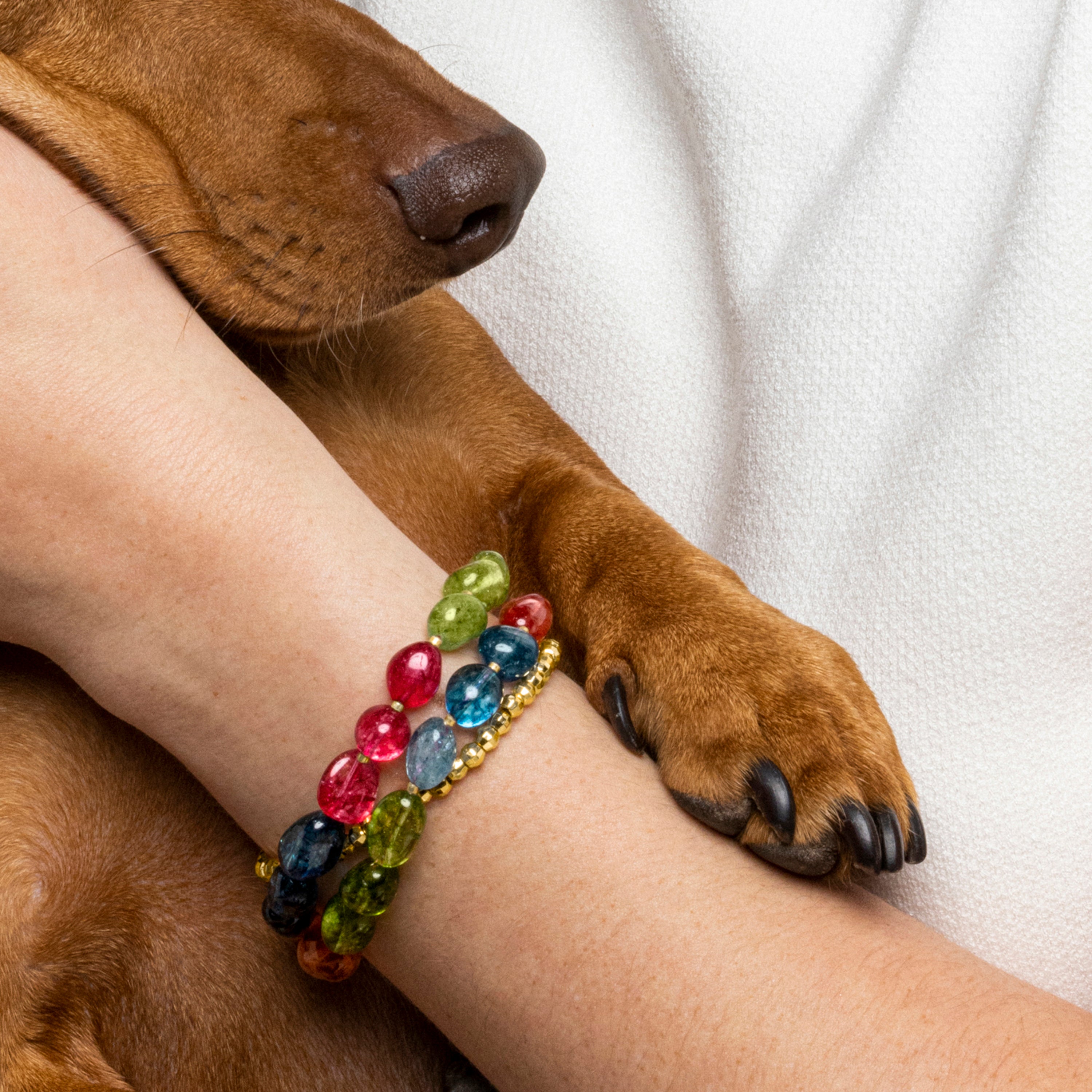925 Sterling Silver Bracelet with Multicolor Crystal and 18k Gold Finish - Xiua