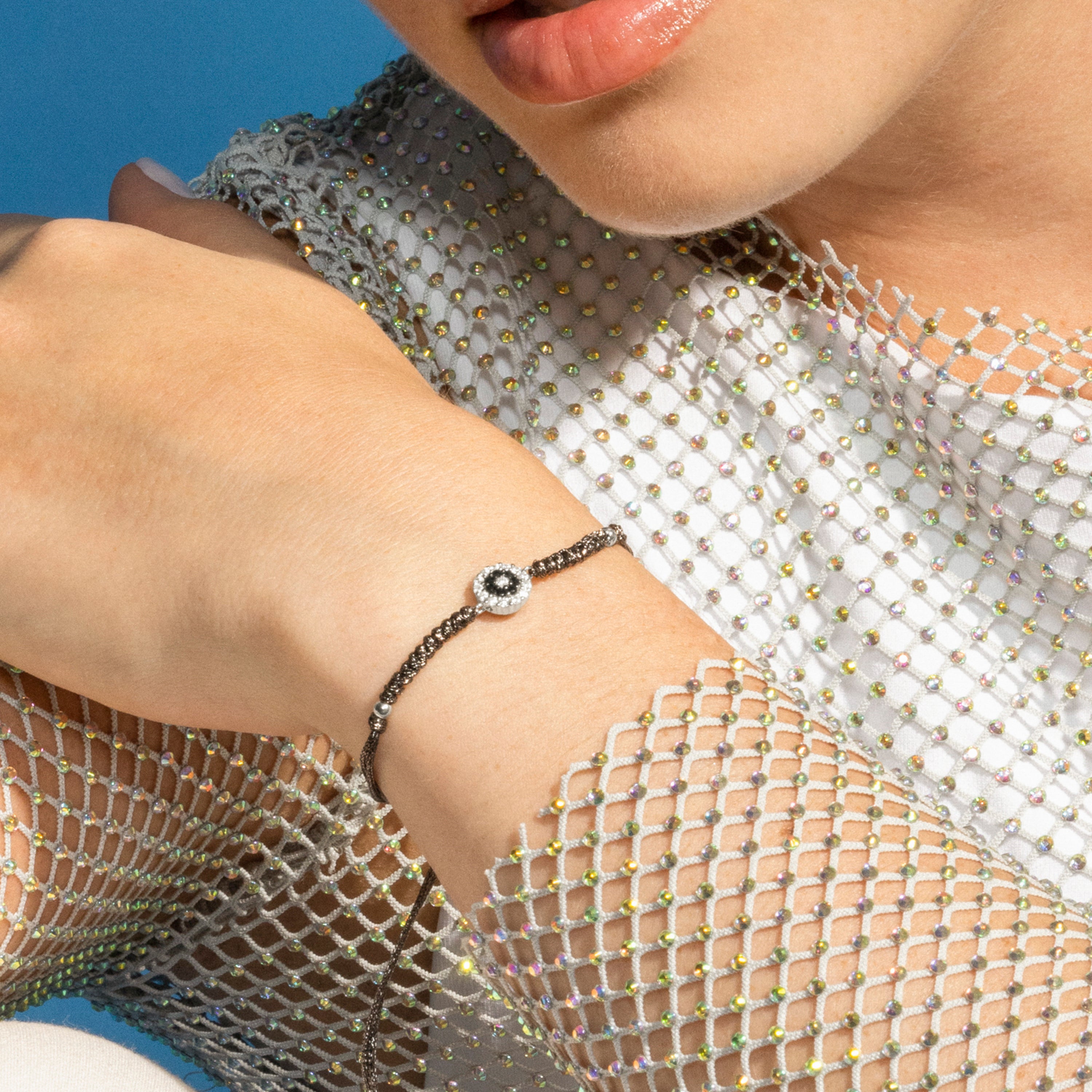 925 Sterling Silver Bracelet with Onyx Zirconia finished in Rhodium - Ziadri