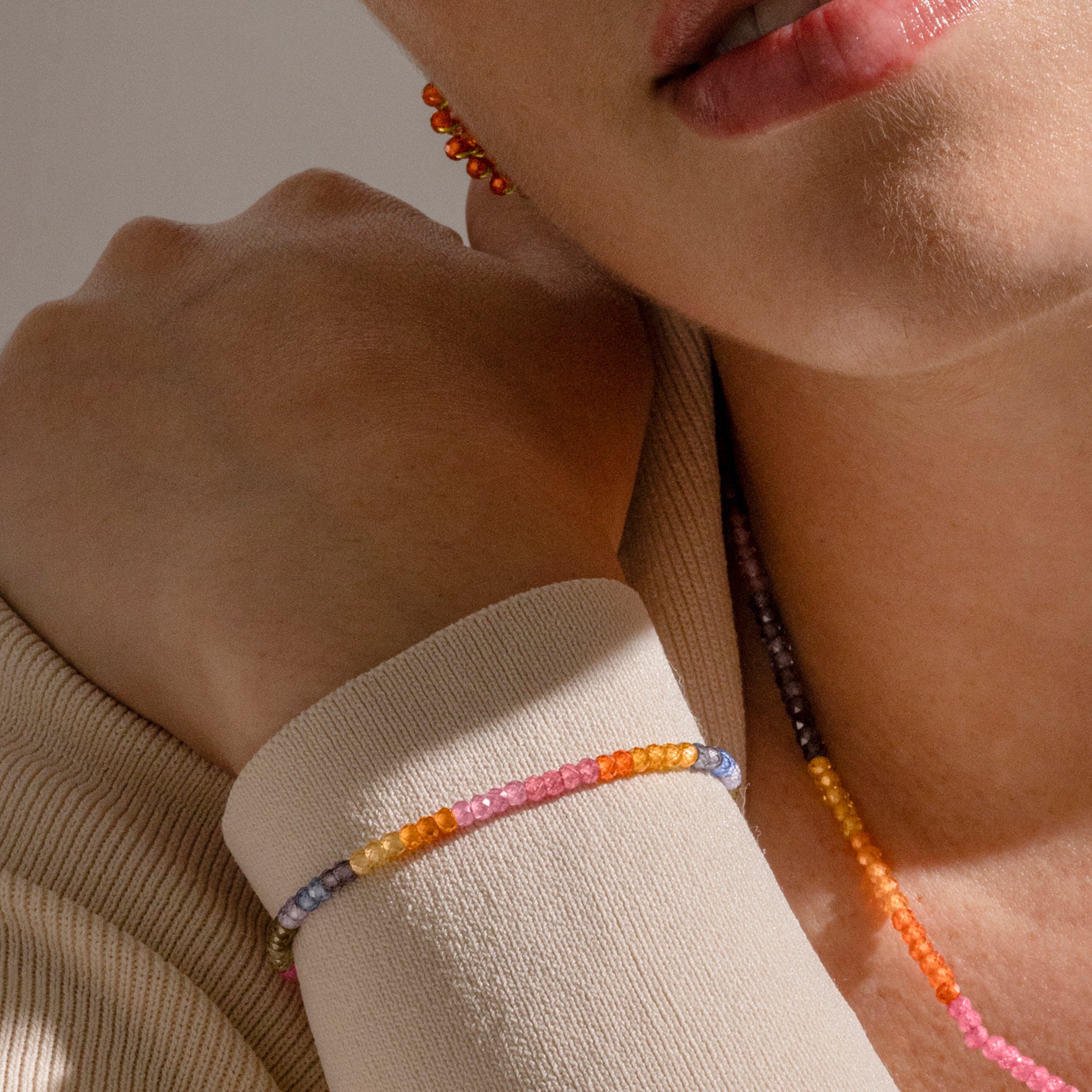 Pulsera de Plata de Ley 925 y Cristal Multicolor acabado oro 18k - Siran