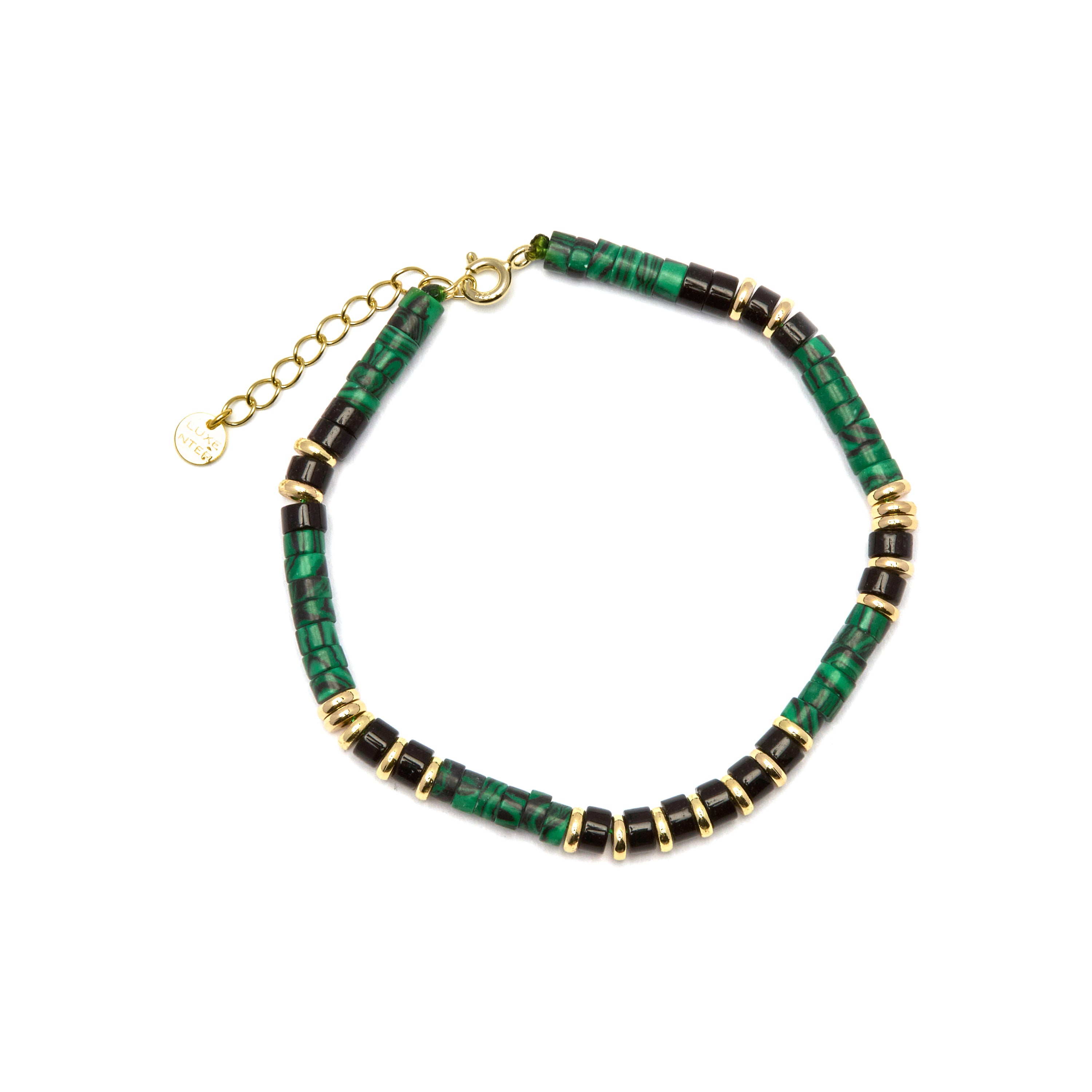 925er Silberarmband mit Malachit und 18k Goldfinish - Ilmina