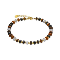 925er Sterling Silberarmband mit Tigerauge und 18k Goldfinish - Yalah