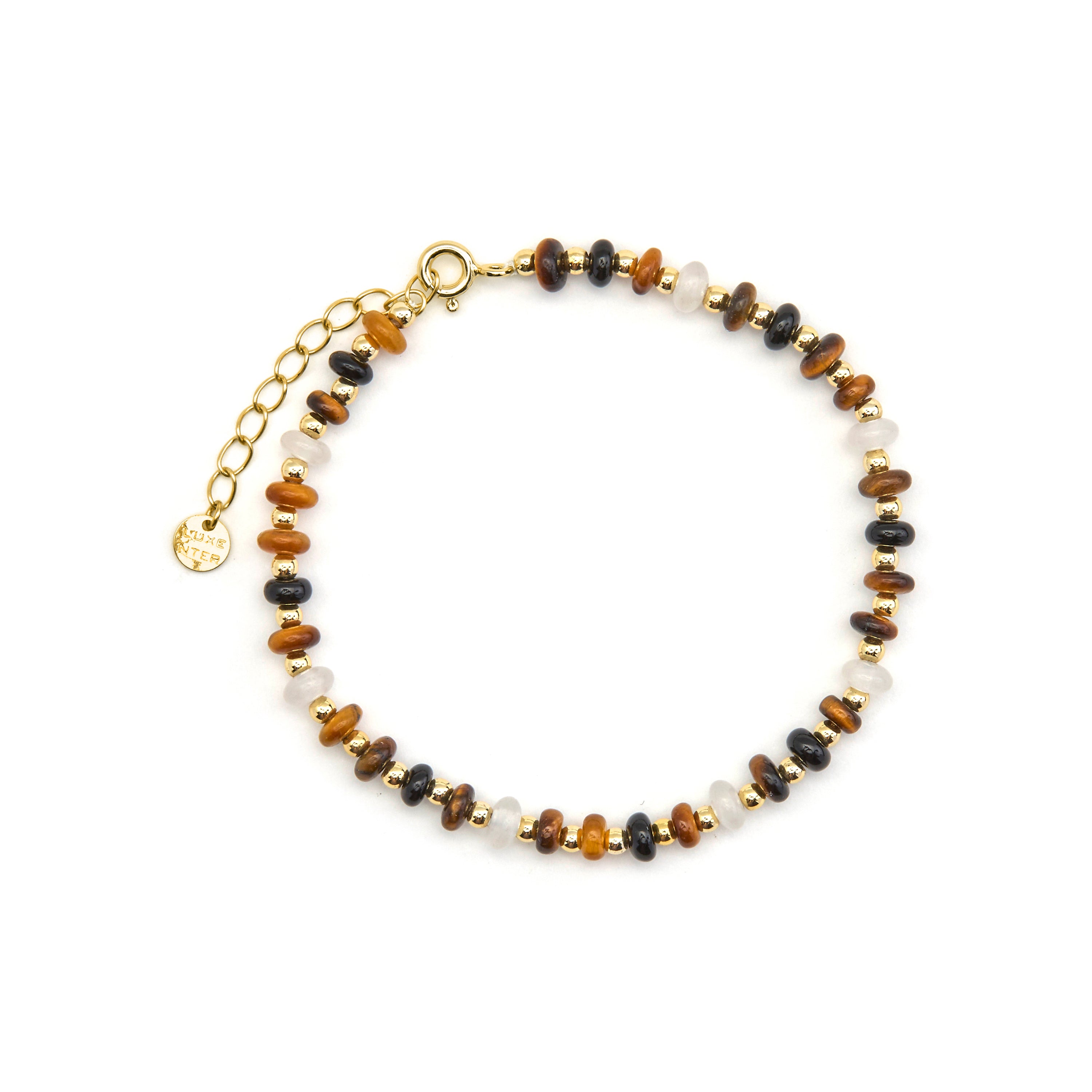 Pulsera de Plata de Ley 925 y Ojo de Tigre acabado oro 18k - Yalah