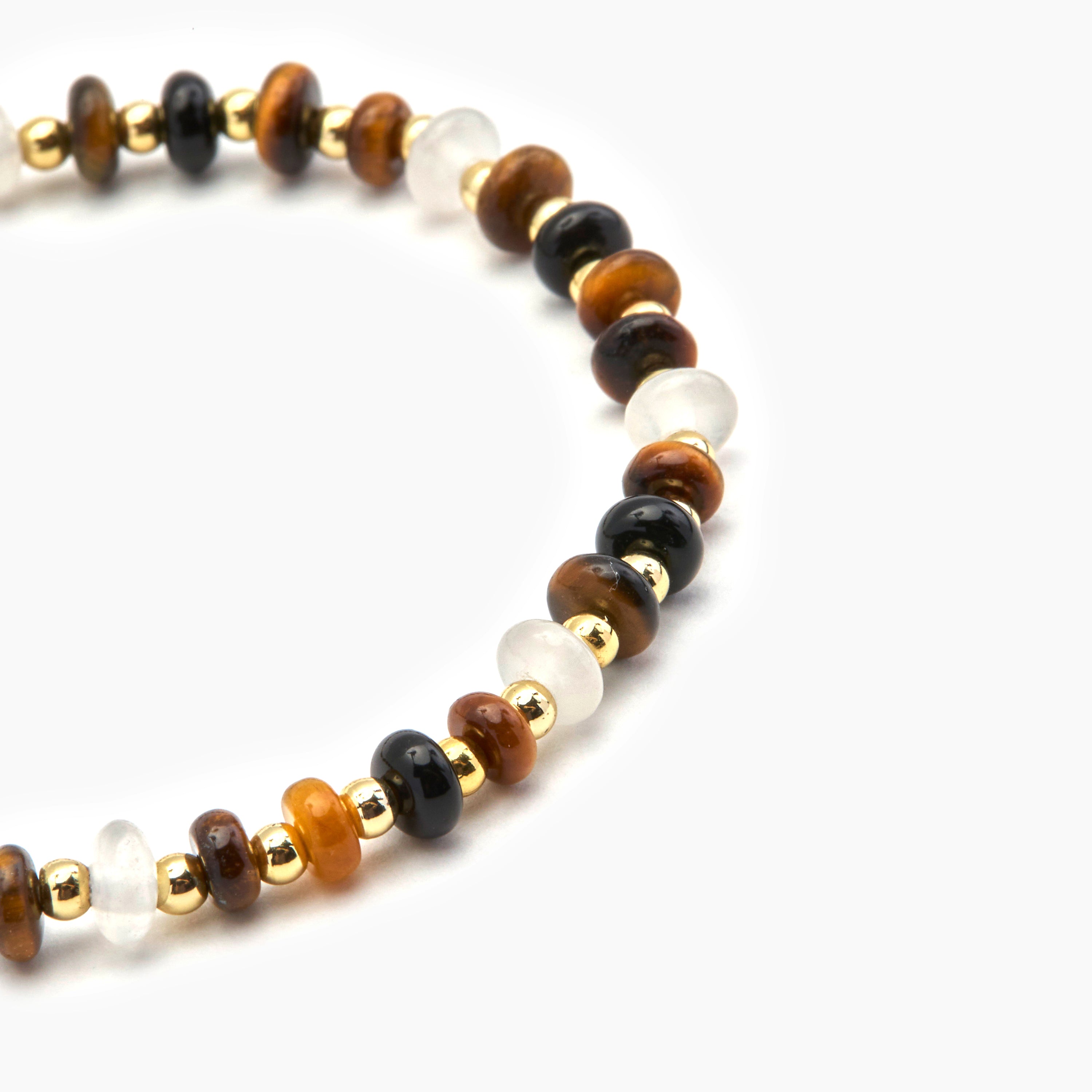 Pulsera de Plata de Ley 925 y Ojo de Tigre acabado oro 18k - Yalah