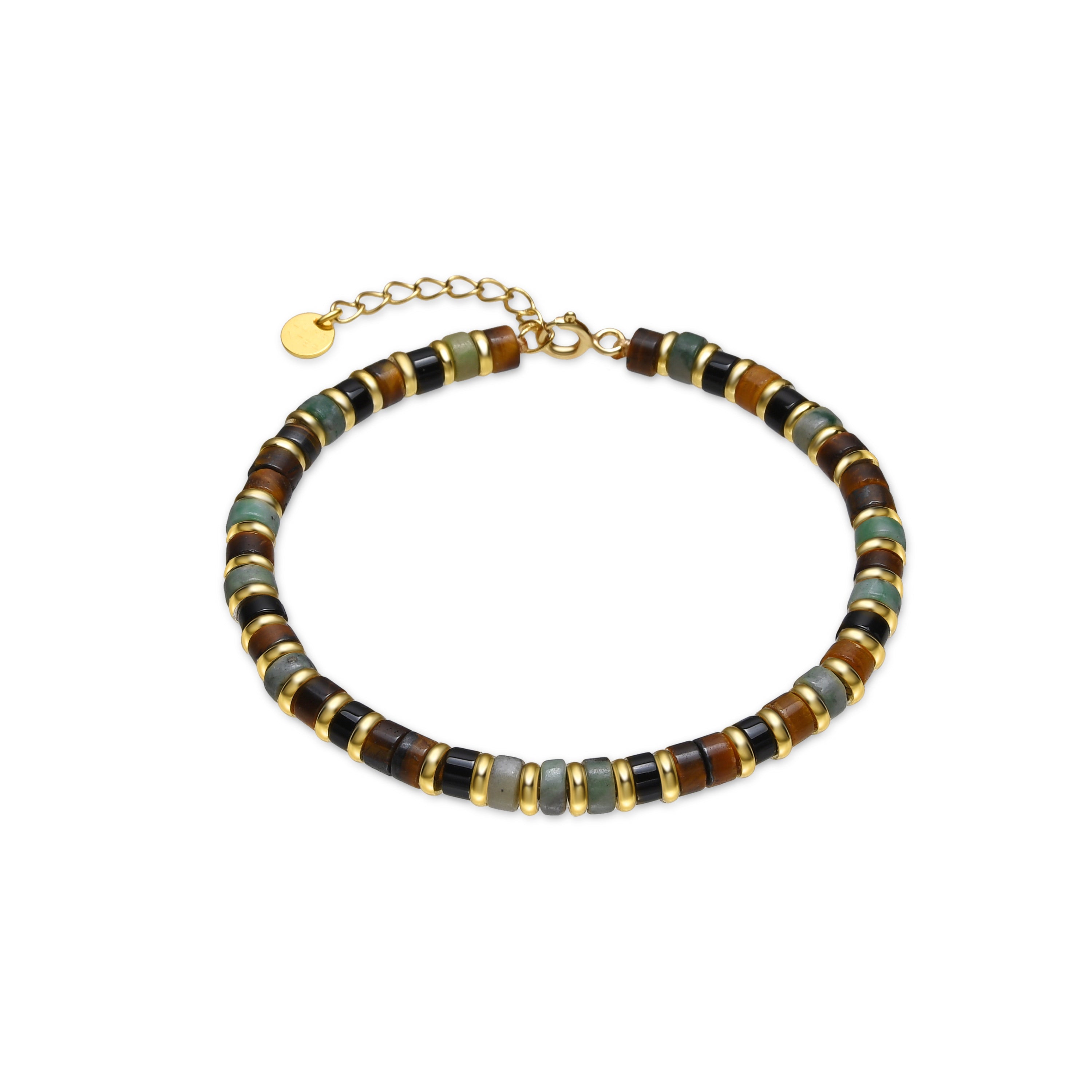 Pulseira de Prata de Lei 925 e Olho de Tigre com acabamento em ouro 18k - Ryhu