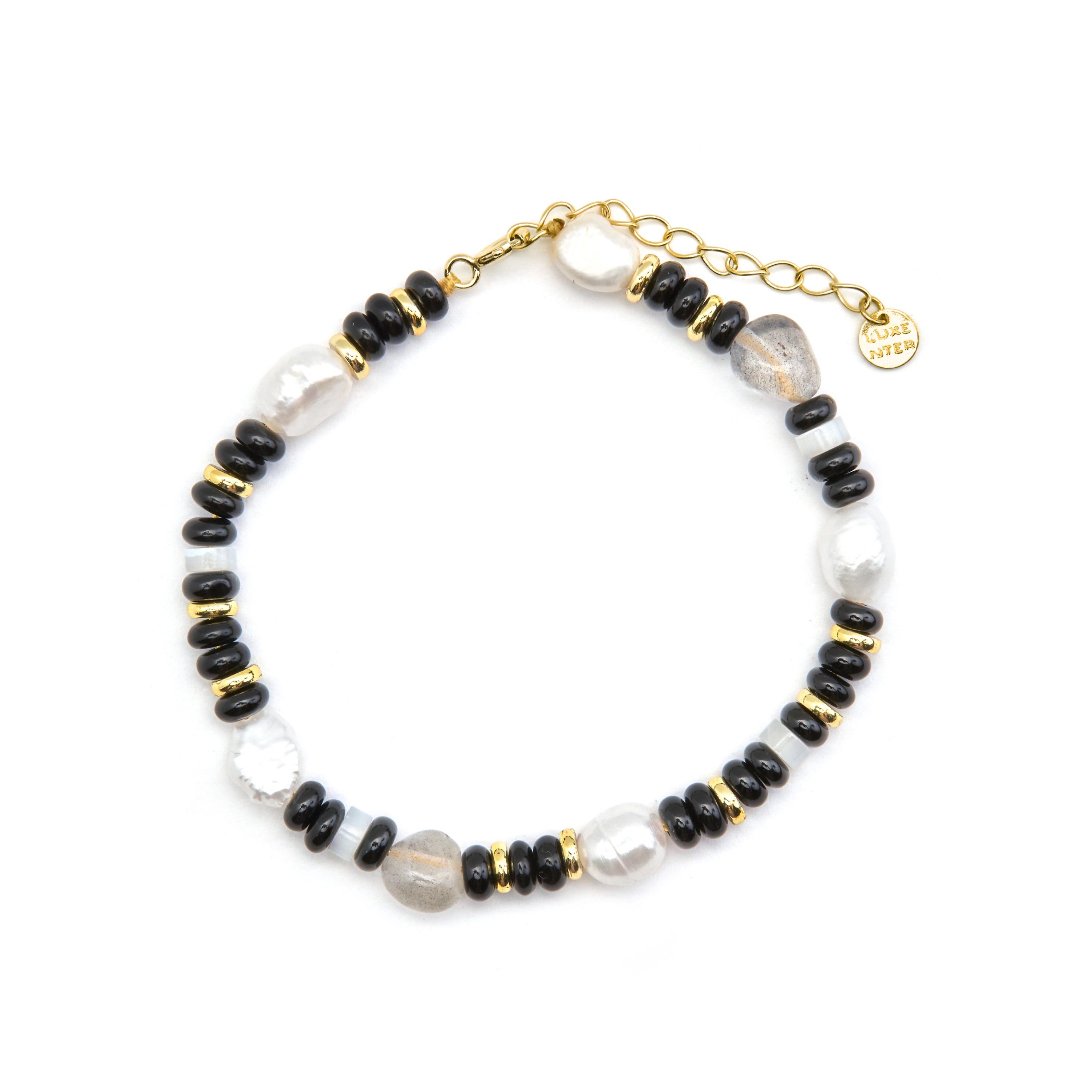 Bracelet en argent sterling 925 et onyx finition or 18k - Nanys