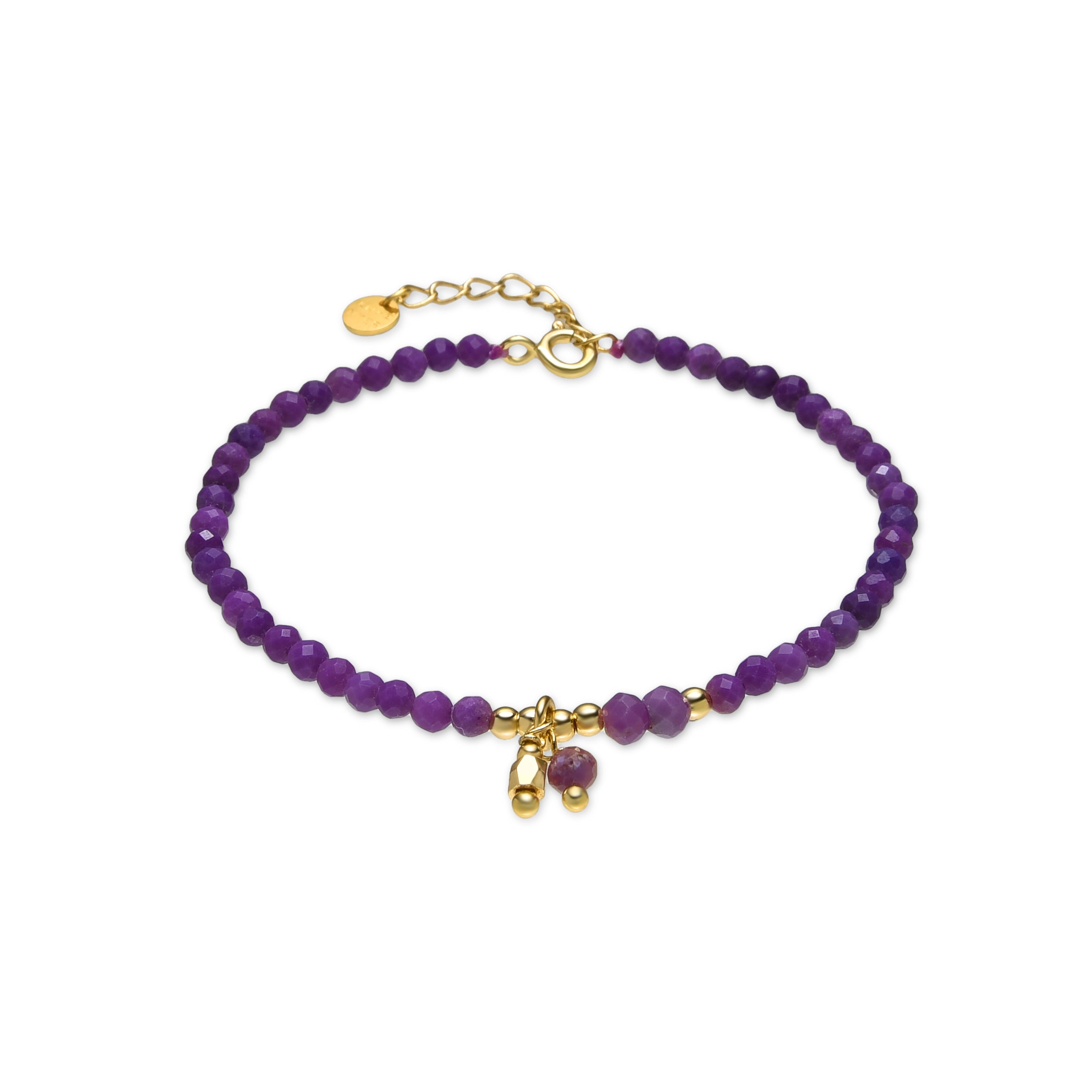 Pulseira de Prata de Lei 925 e Cristal Roxo acabamento ouro 18k - Riccus