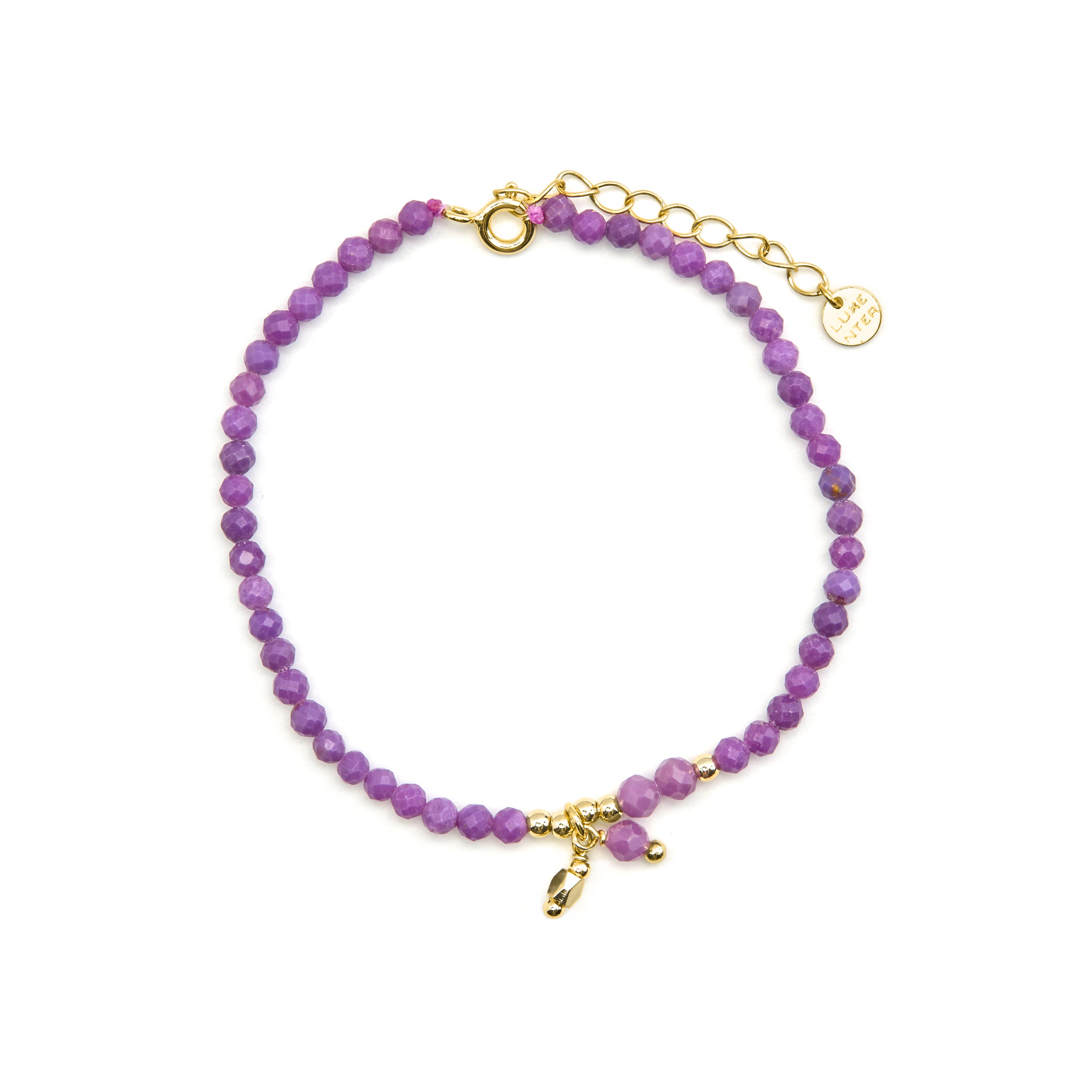 925 Sterling Silver Bracelet with Purple Crystal finished in 18k Gold - Riccus