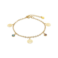 925 Sterling Silver Bracelet with Multicolor Cubic Zirconia finished in 18k Yellow Gold - Shapio