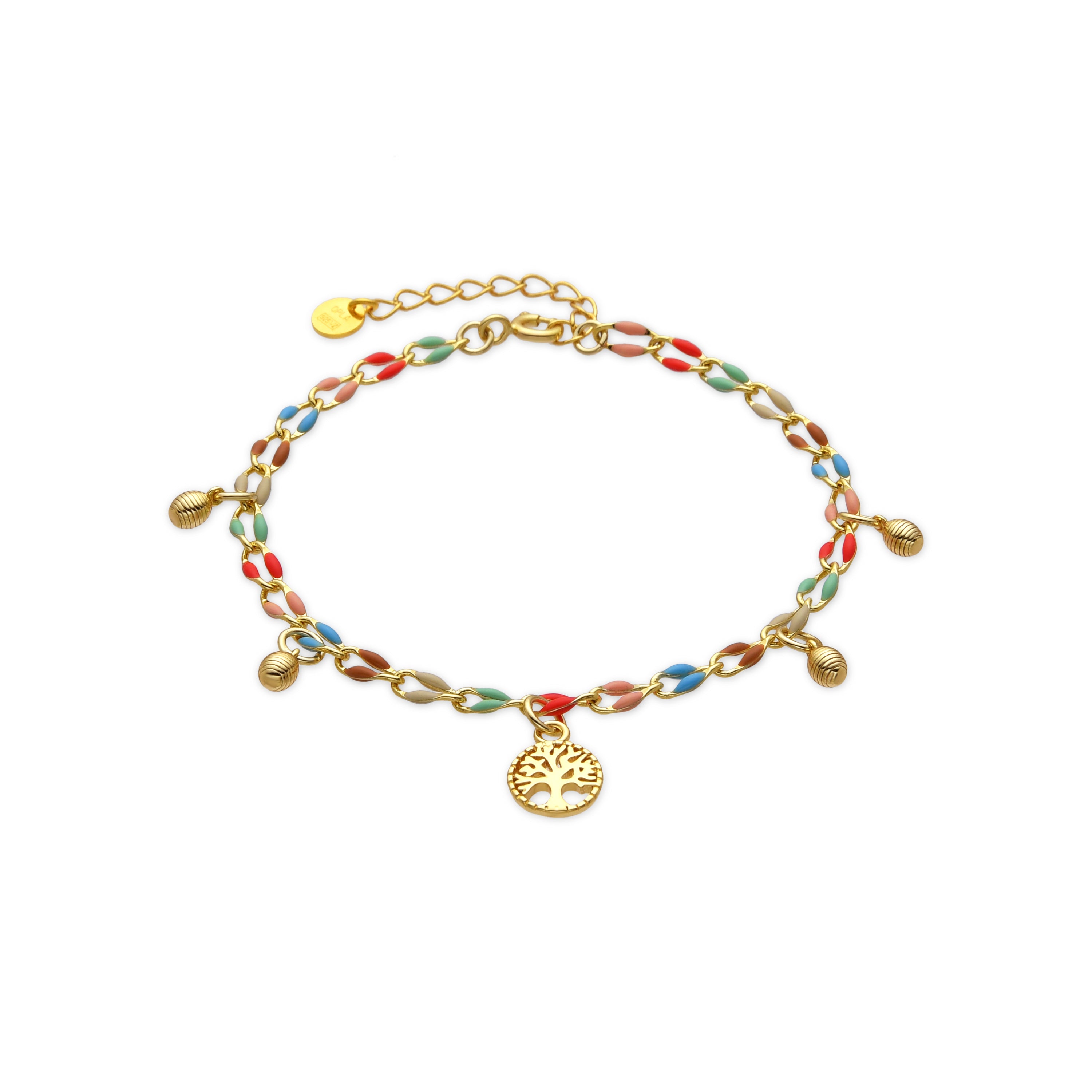925er Sterlingsilberarmband mit mehrfarbigem Lack und 18k Gelbgold-Finish - Ximue