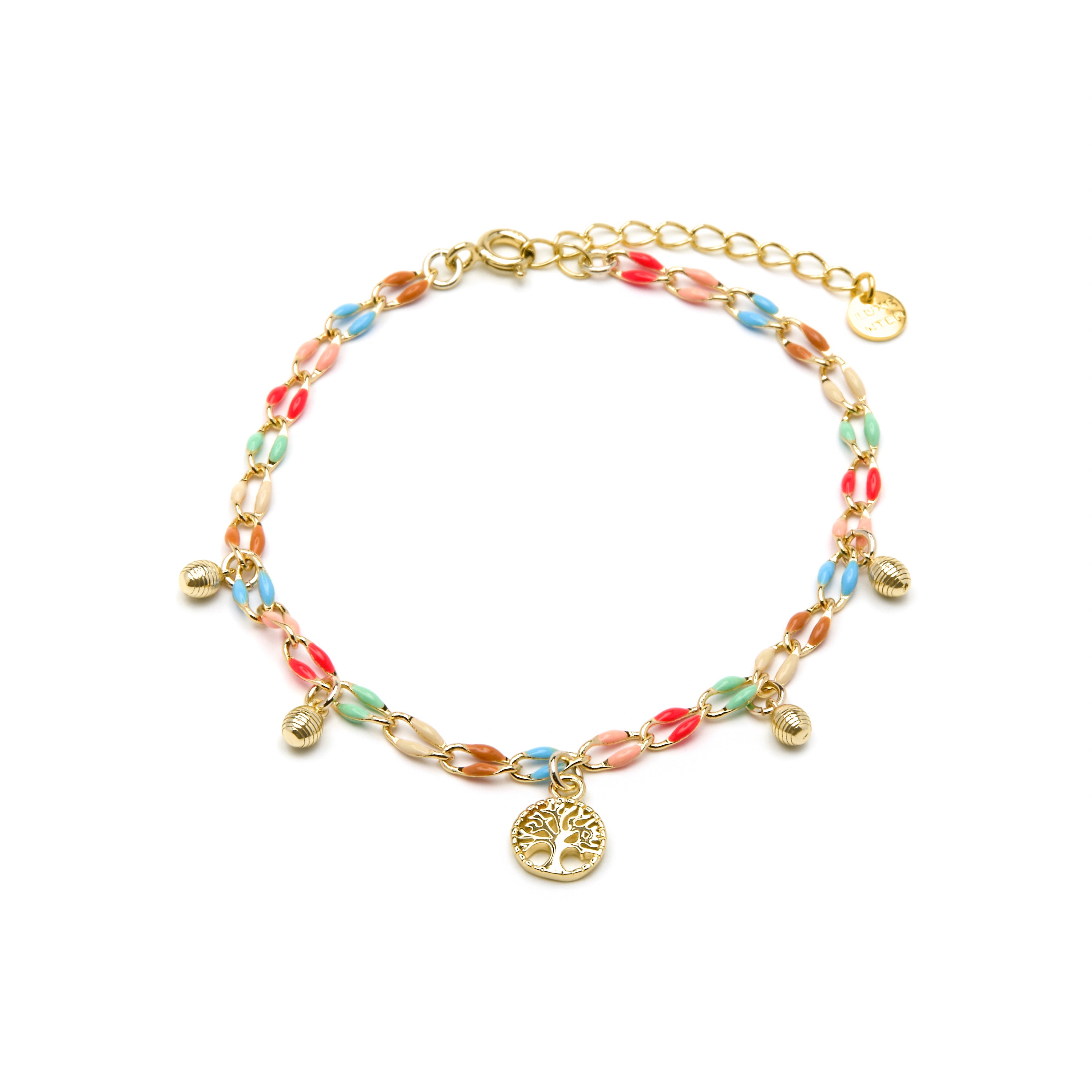 Bracciale in Argento Sterling 925 e Laccato Multicolore finitura oro giallo 18k - Ximue