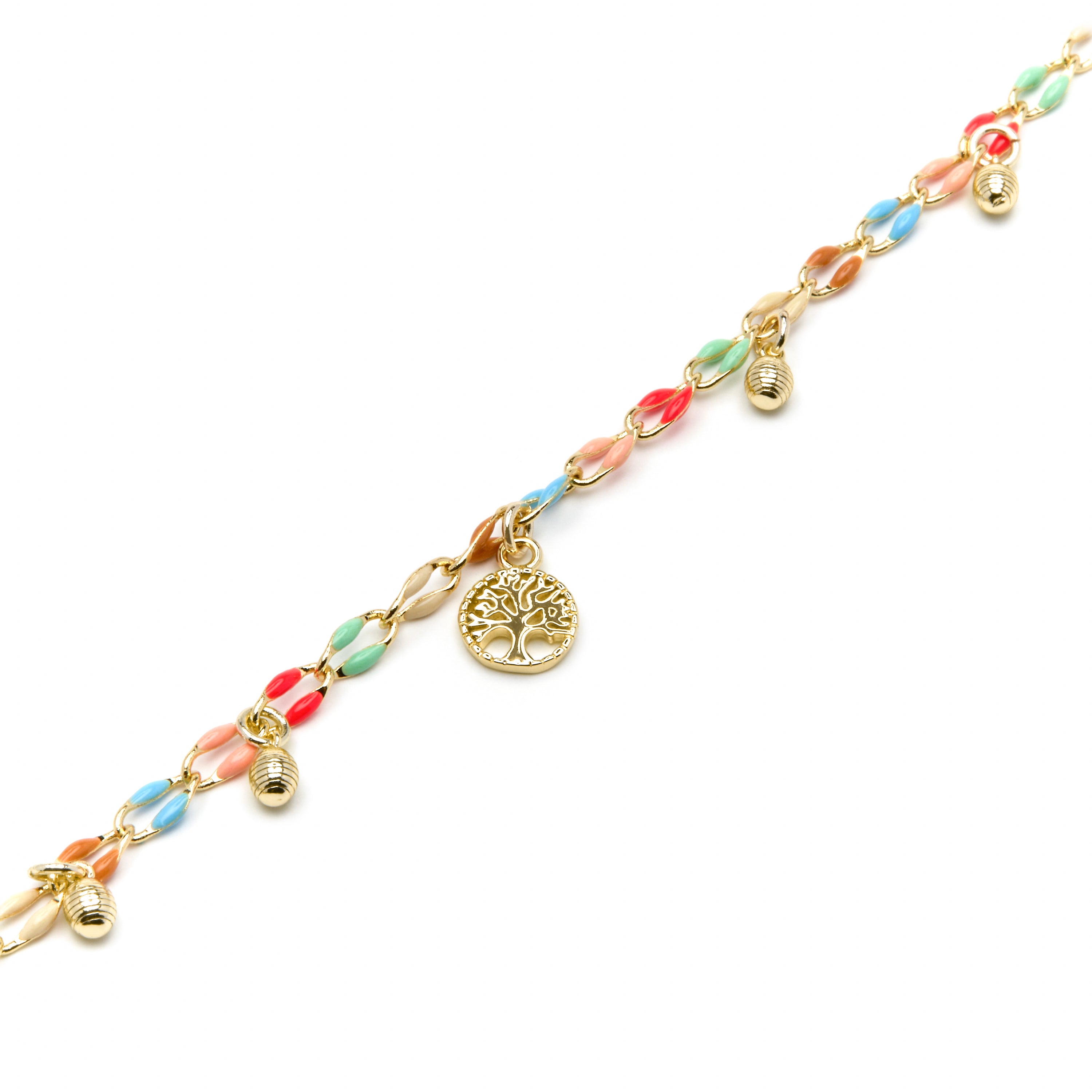 Bracciale in Argento Sterling 925 e Laccato Multicolore finitura oro giallo 18k - Ximue