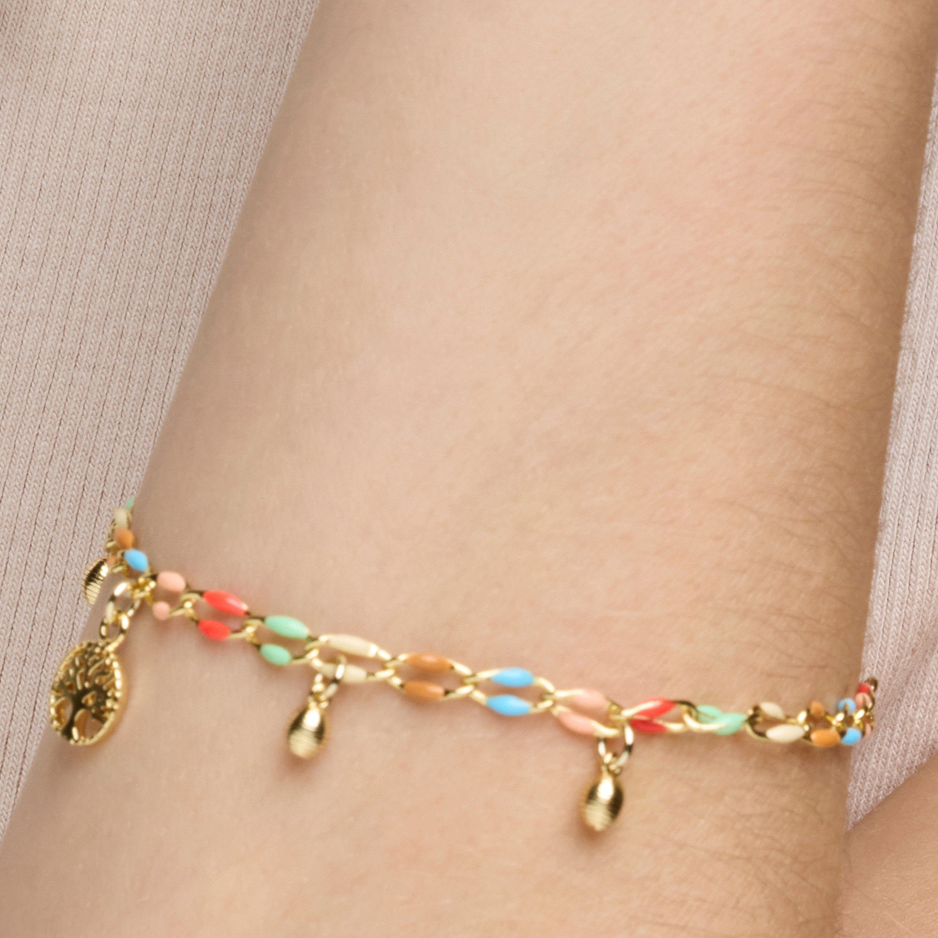 Bracciale in Argento Sterling 925 e Laccato Multicolore finitura oro giallo 18k - Ximue