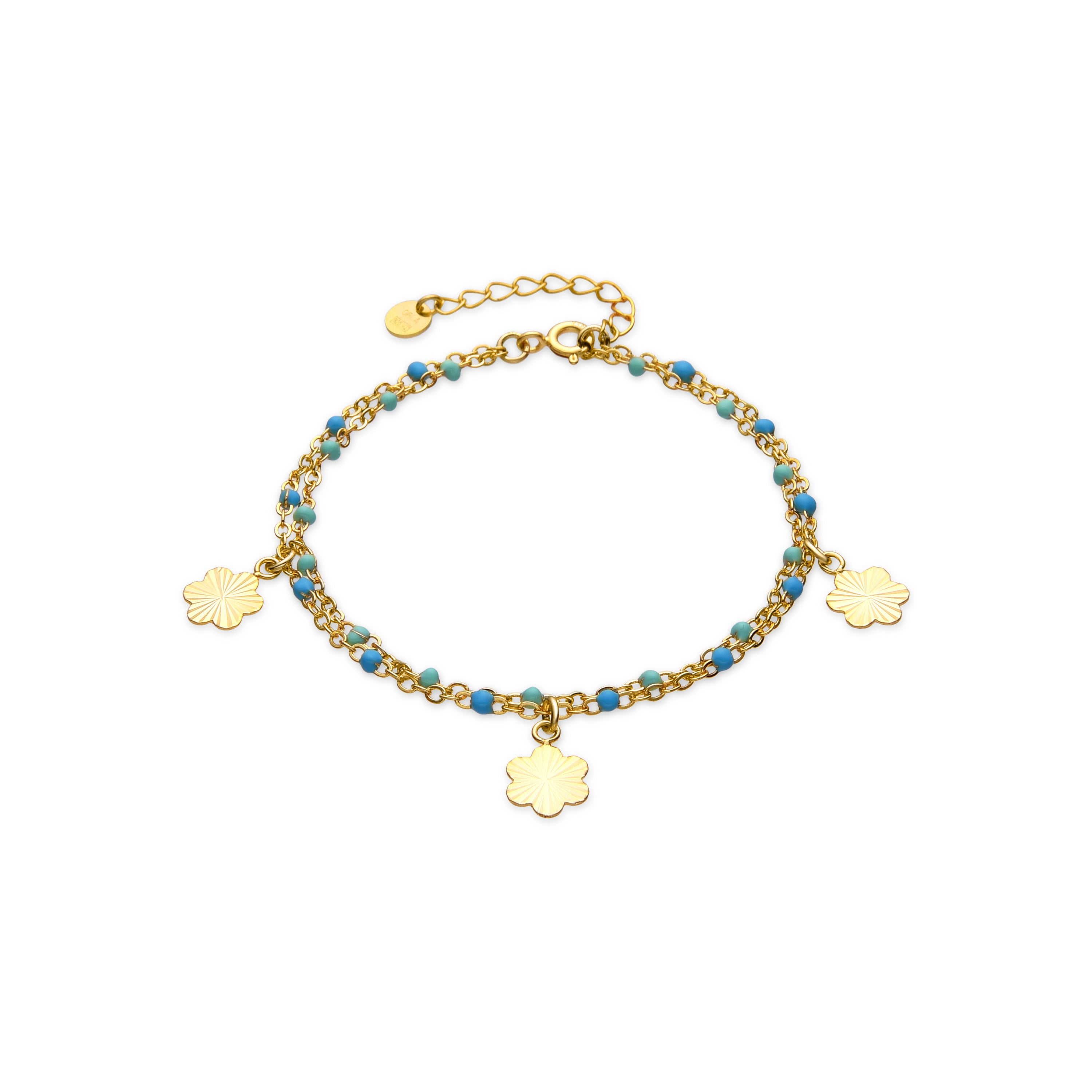 Pulseira de Prata de Lei 925 e Lacado Azul com acabamento em ouro amarelo de 18k - Lilith