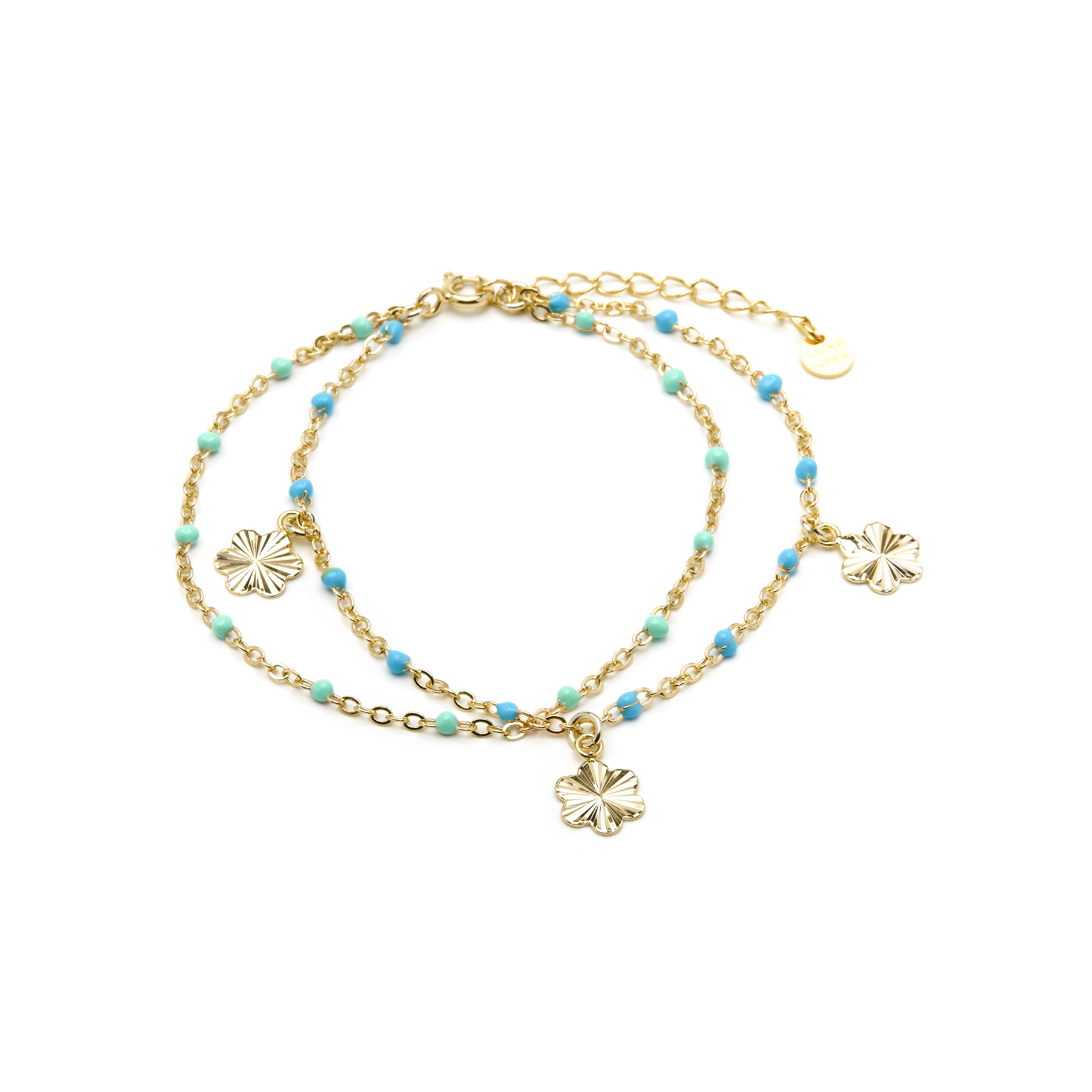 Pulseira de Prata de Lei 925 e Lacado Azul com acabamento em ouro amarelo de 18k - Lilith
