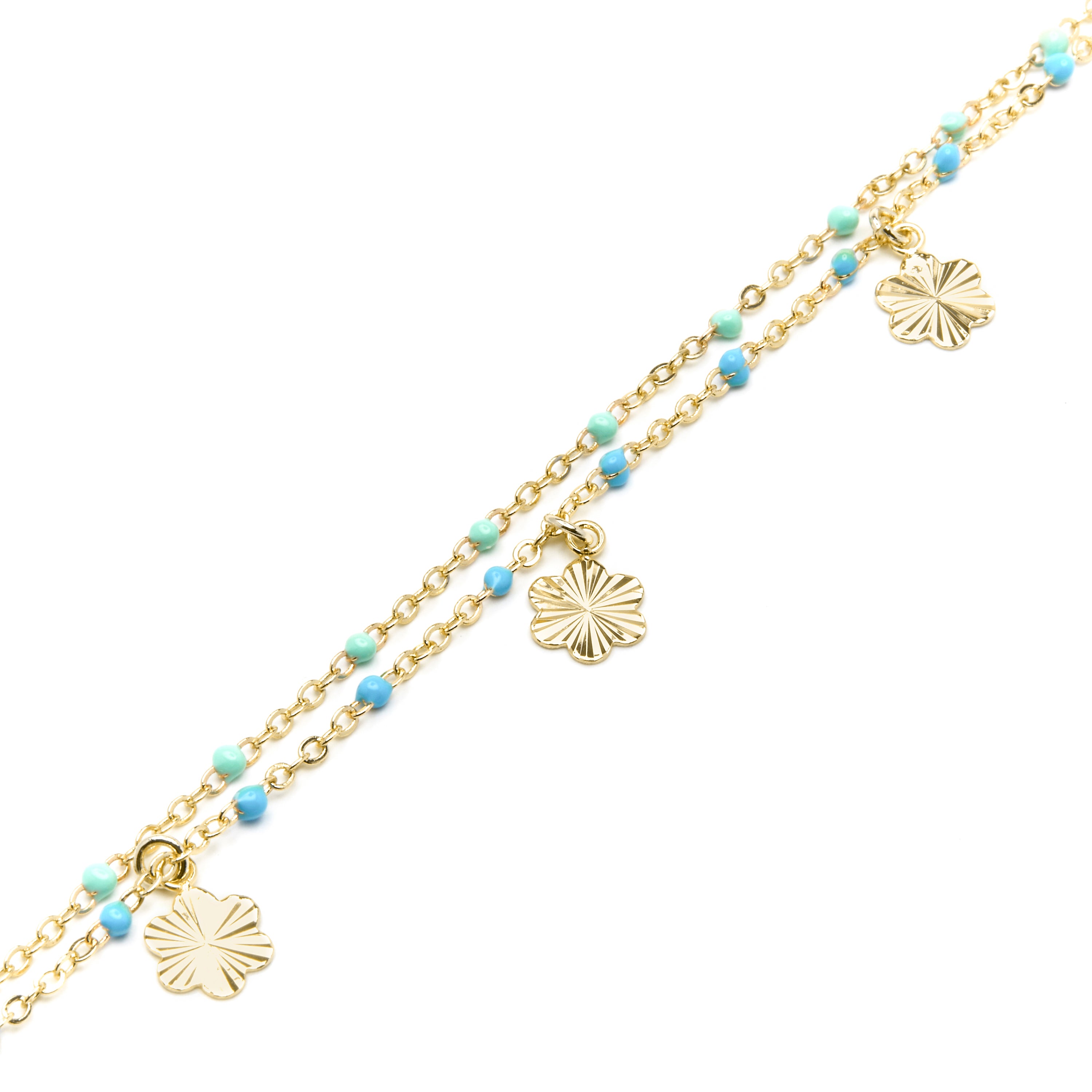 Pulseira de Prata de Lei 925 e Lacado Azul com acabamento em ouro amarelo de 18k - Lilith