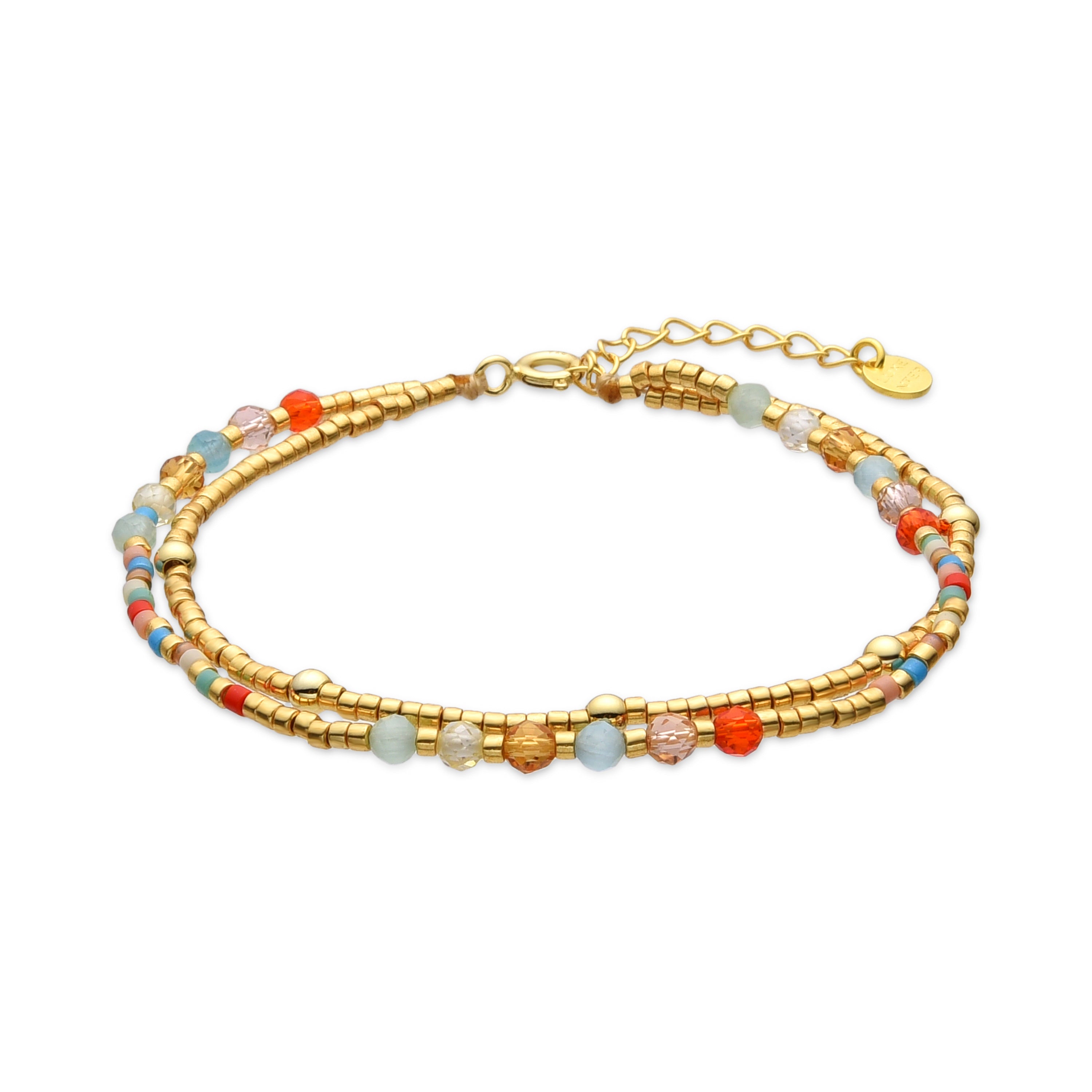 925 Sterling Silver Bracelet with Multicolor Crystal and 18k Yellow Gold Finish - Guth