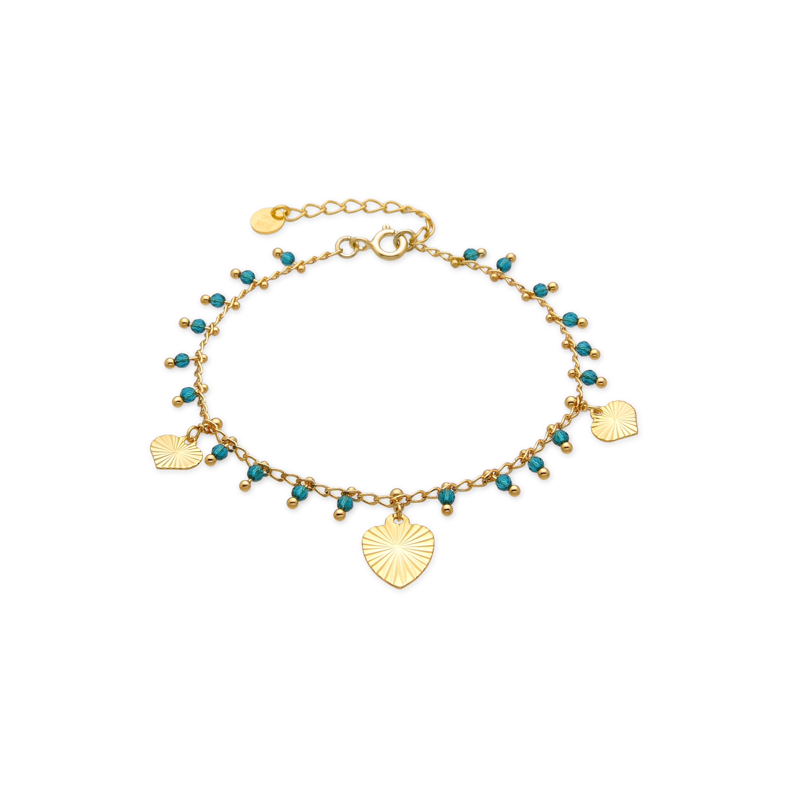Pulsera de Plata de Ley 925 y Cristal Verde acabado oro amarillo de 18k - Dadrec