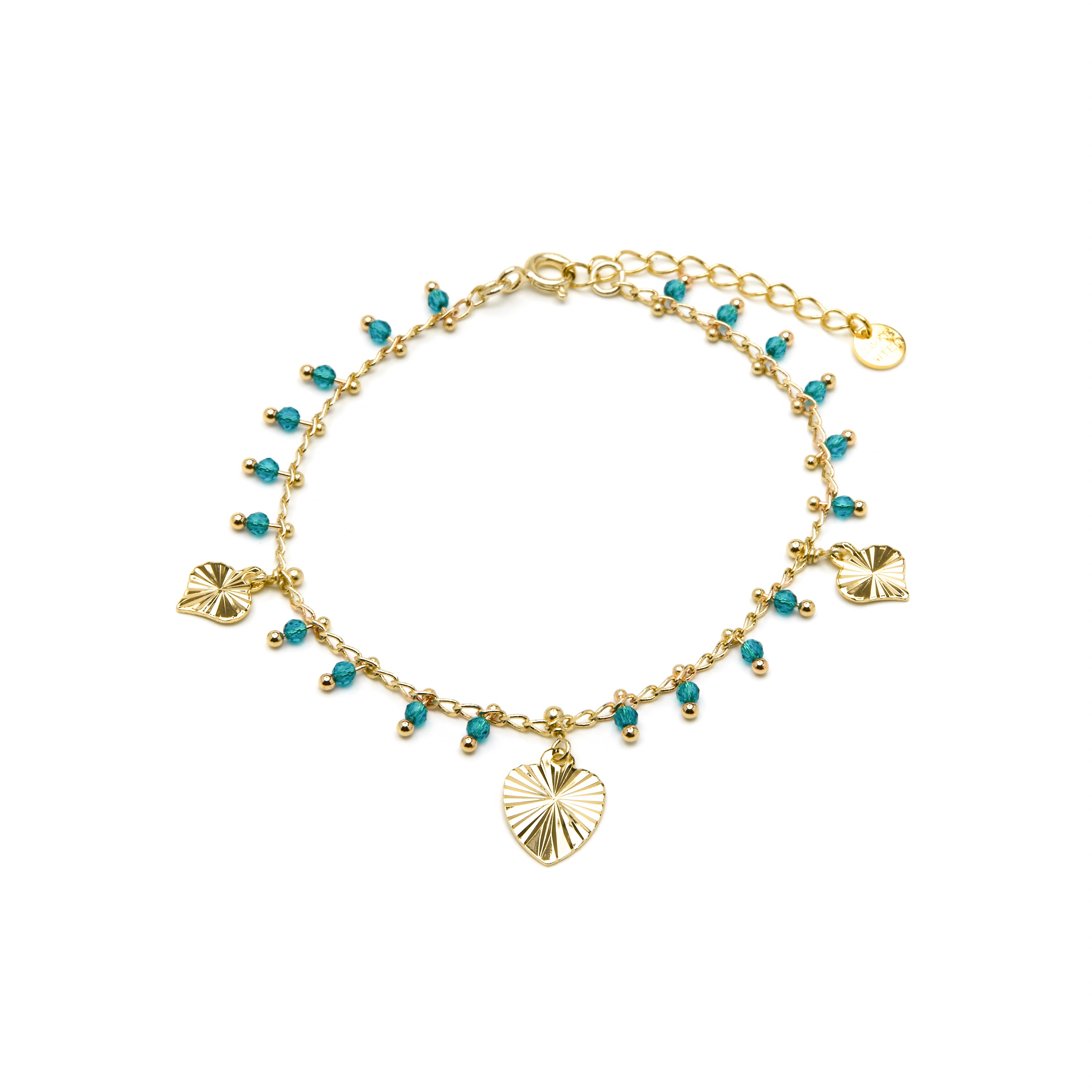 Bracelet en argent sterling 925 et cristal vert finition or jaune 18k - Dadrec