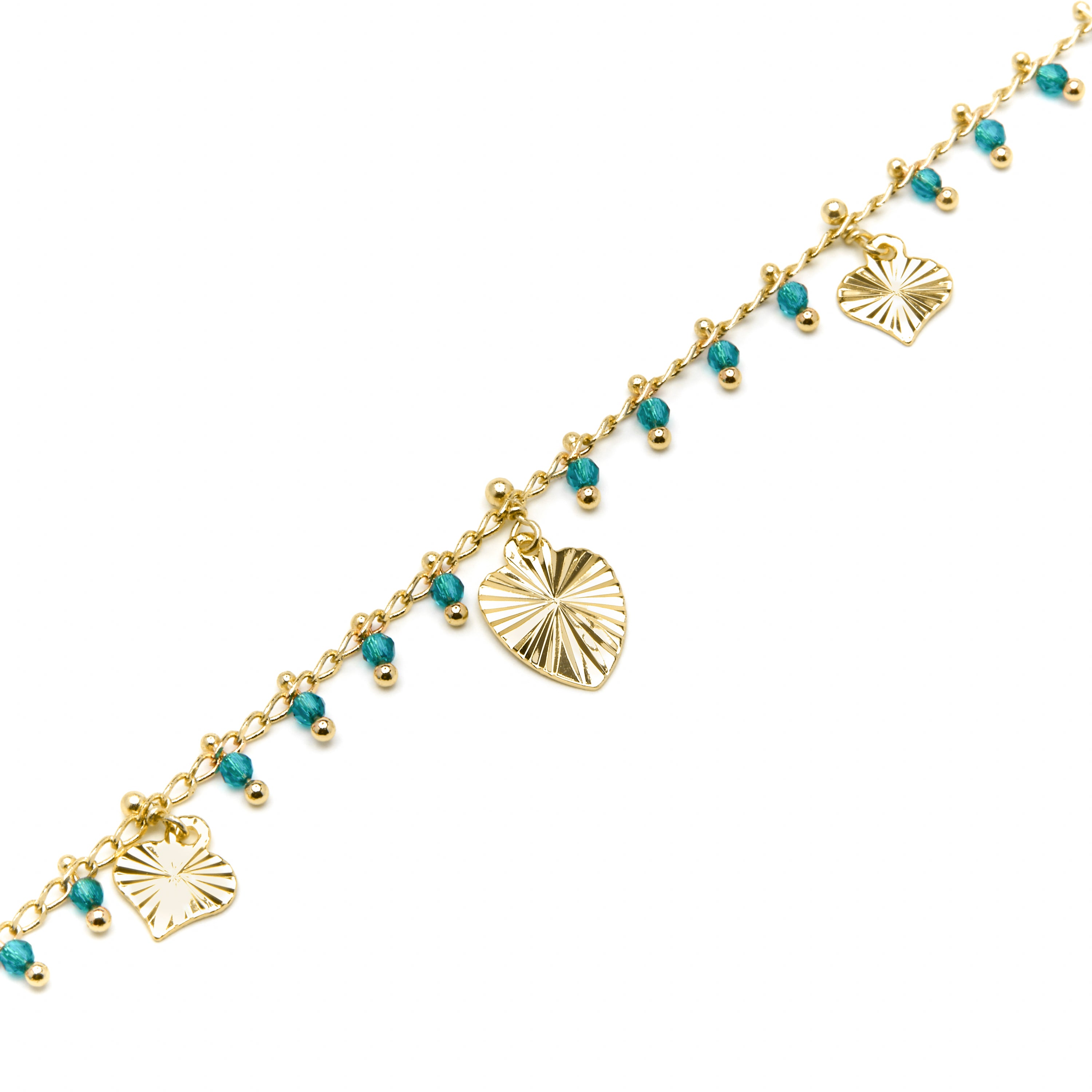 Bracelet en argent sterling 925 et cristal vert finition or jaune 18k - Dadrec
