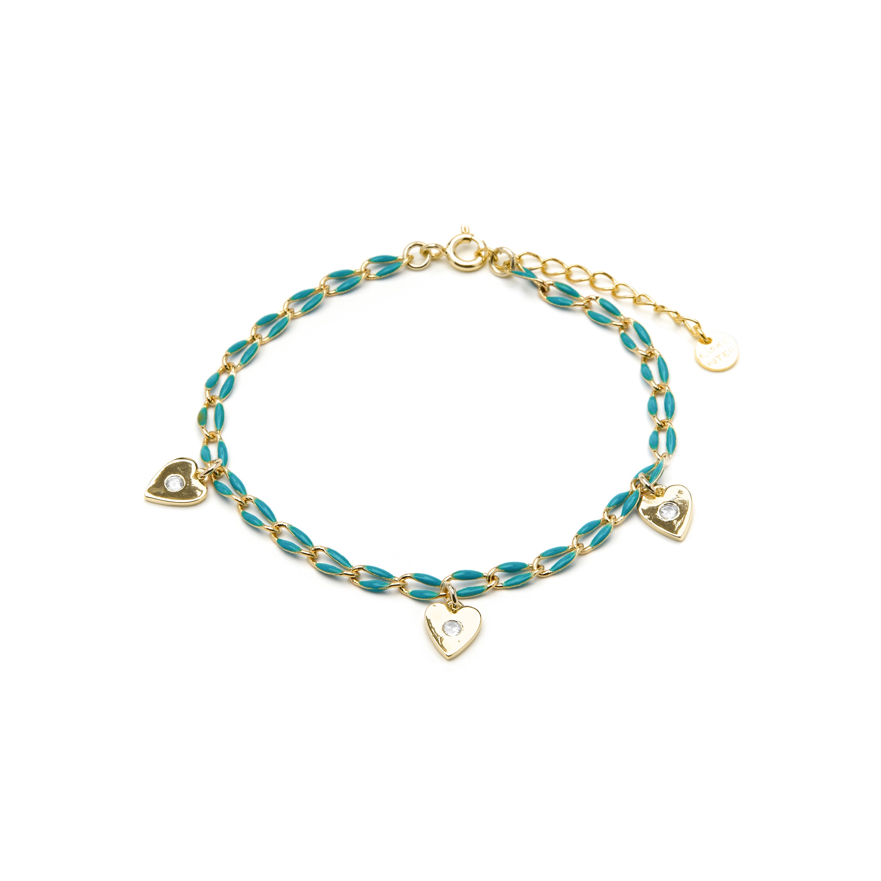 Bracelet en argent sterling 925 et laqué bleu finition or jaune 18k - Drukya