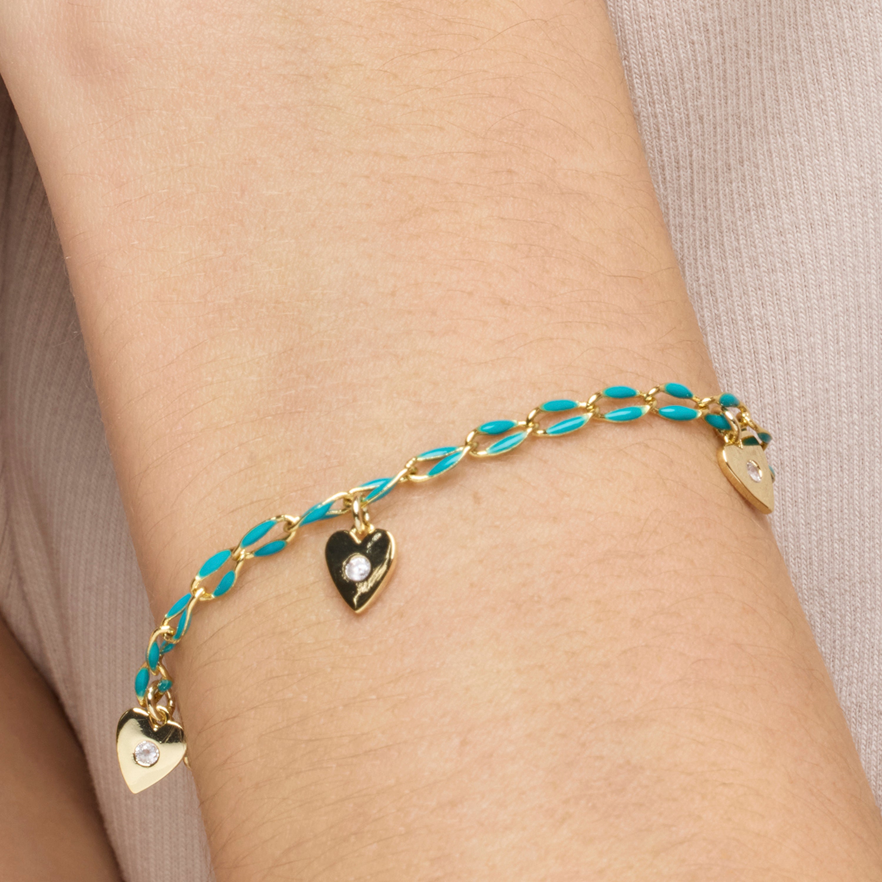 Bracelet en argent sterling 925 et laqué bleu finition or jaune 18k - Drukya