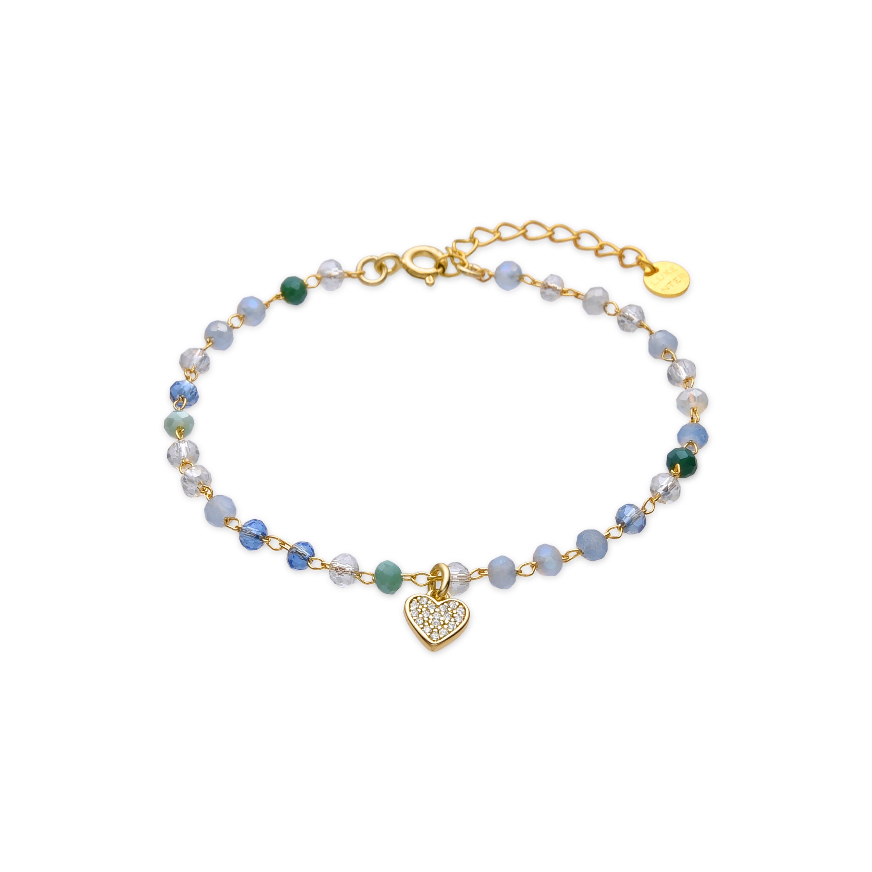 925 Sterling Silver Bracelet with Multicolor Crystal finished in 18k Yellow Gold - Caram