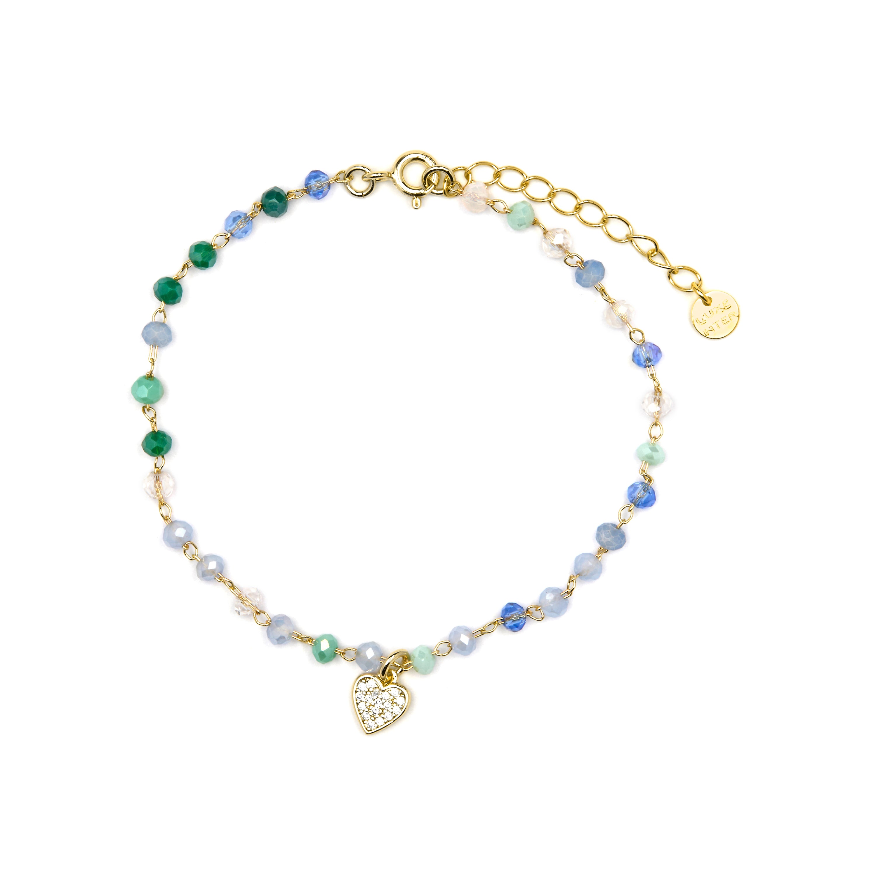 925 Sterling Silver Bracelet with Multicolor Crystal finished in 18k Yellow Gold - Caram