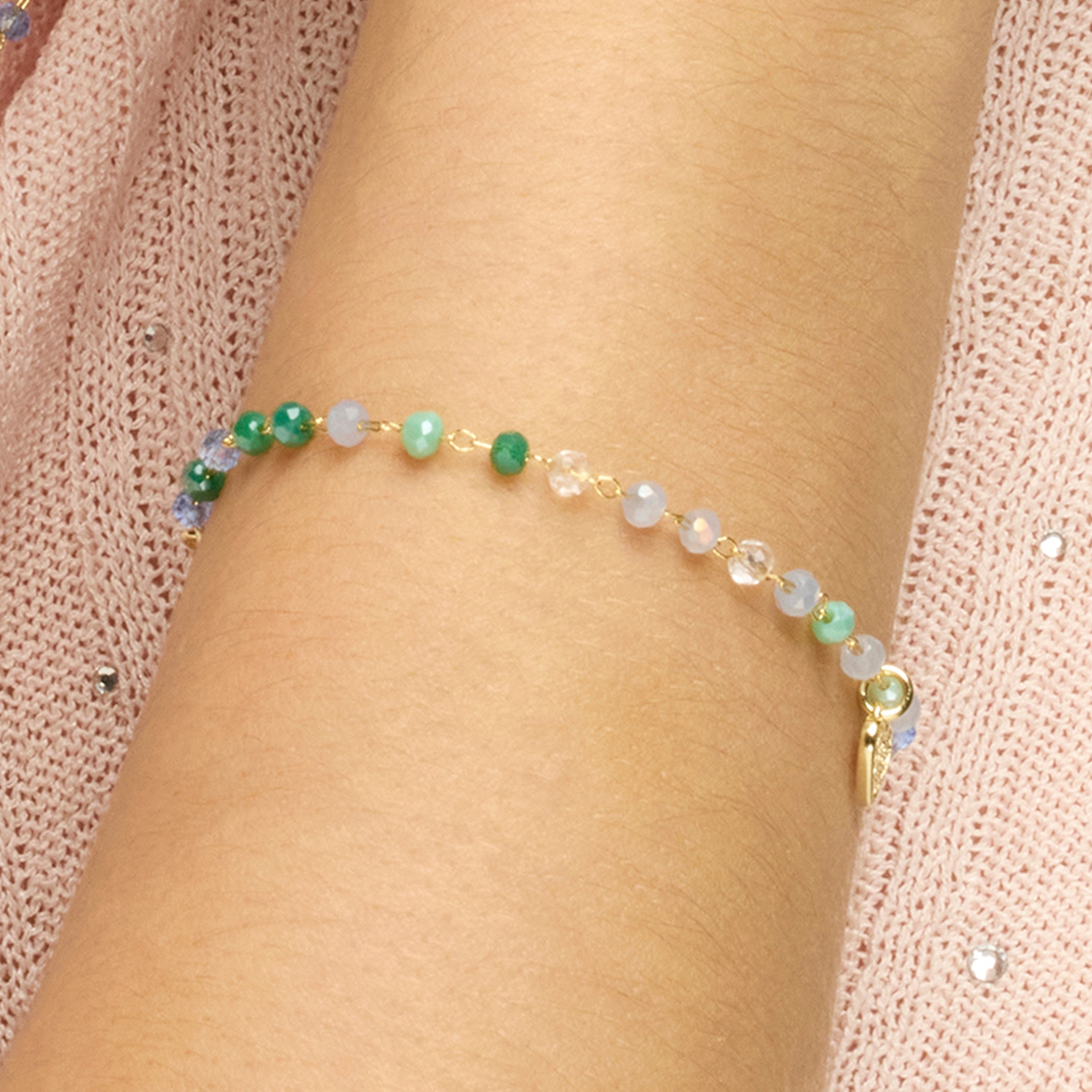 925 Sterling Silver Bracelet with Multicolor Crystal finished in 18k Yellow Gold - Caram