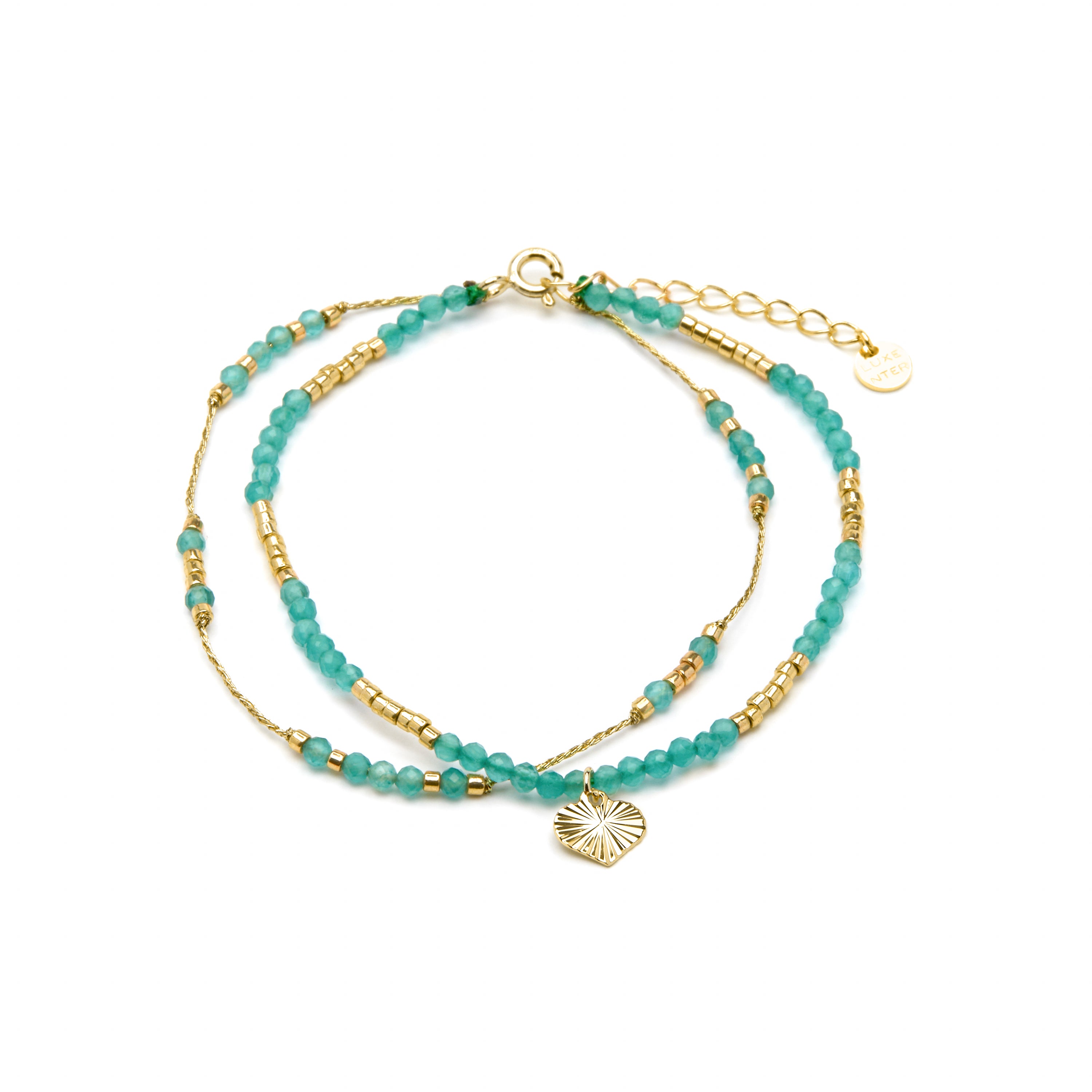 925er Silberarmband mit grünem Kristall und 18k Gelbgold-Finish - Talorce