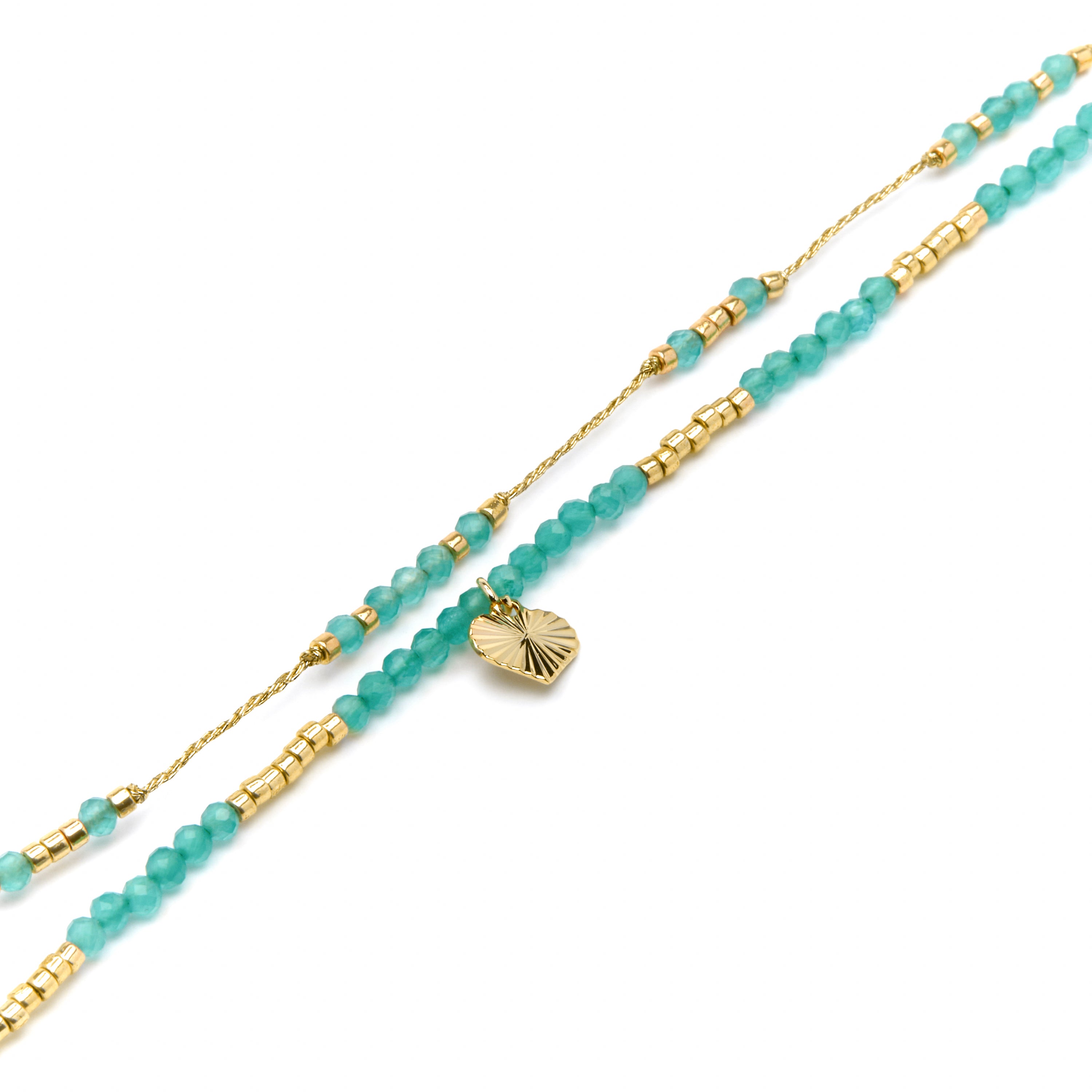 925 Sterling Silver Bracelet with Green Crystal finished in 18k Yellow Gold - Talorce