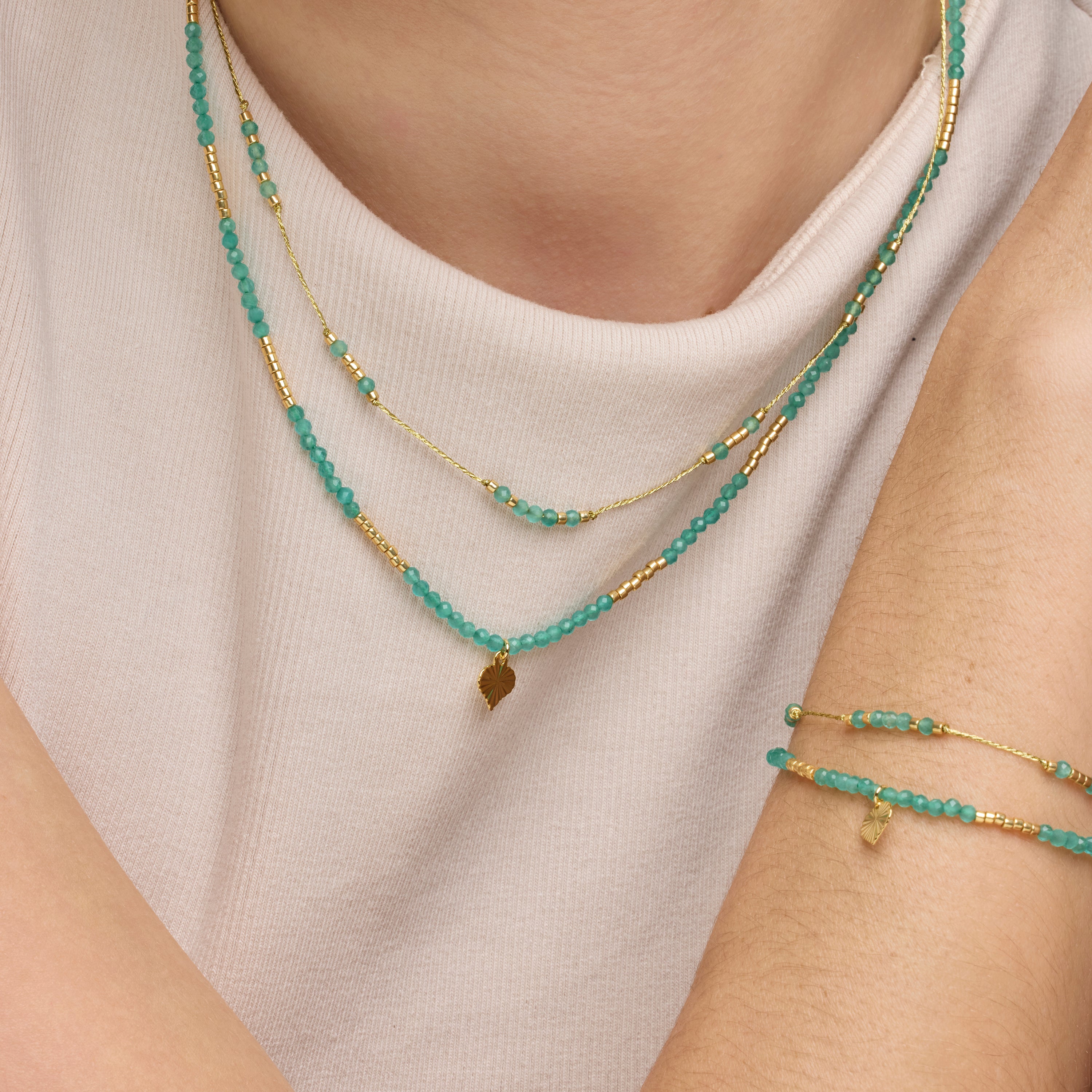 Bracelet en argent sterling 925 et cristal vert finition or jaune 18k - Talorce