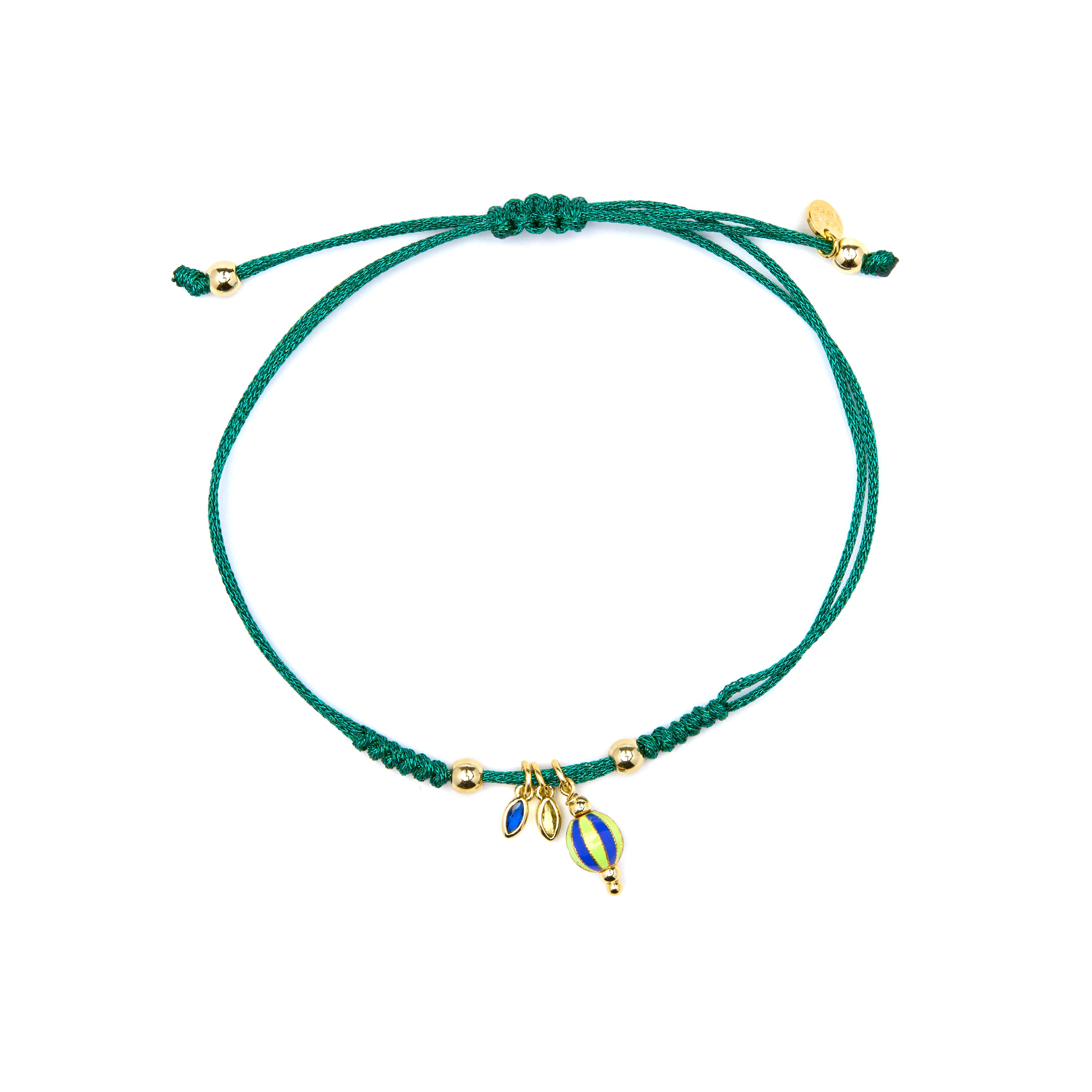 Pulseira de Prata de Lei 925 e Lacado Verde com acabamento em ouro amarelo de 18k - Shaylon