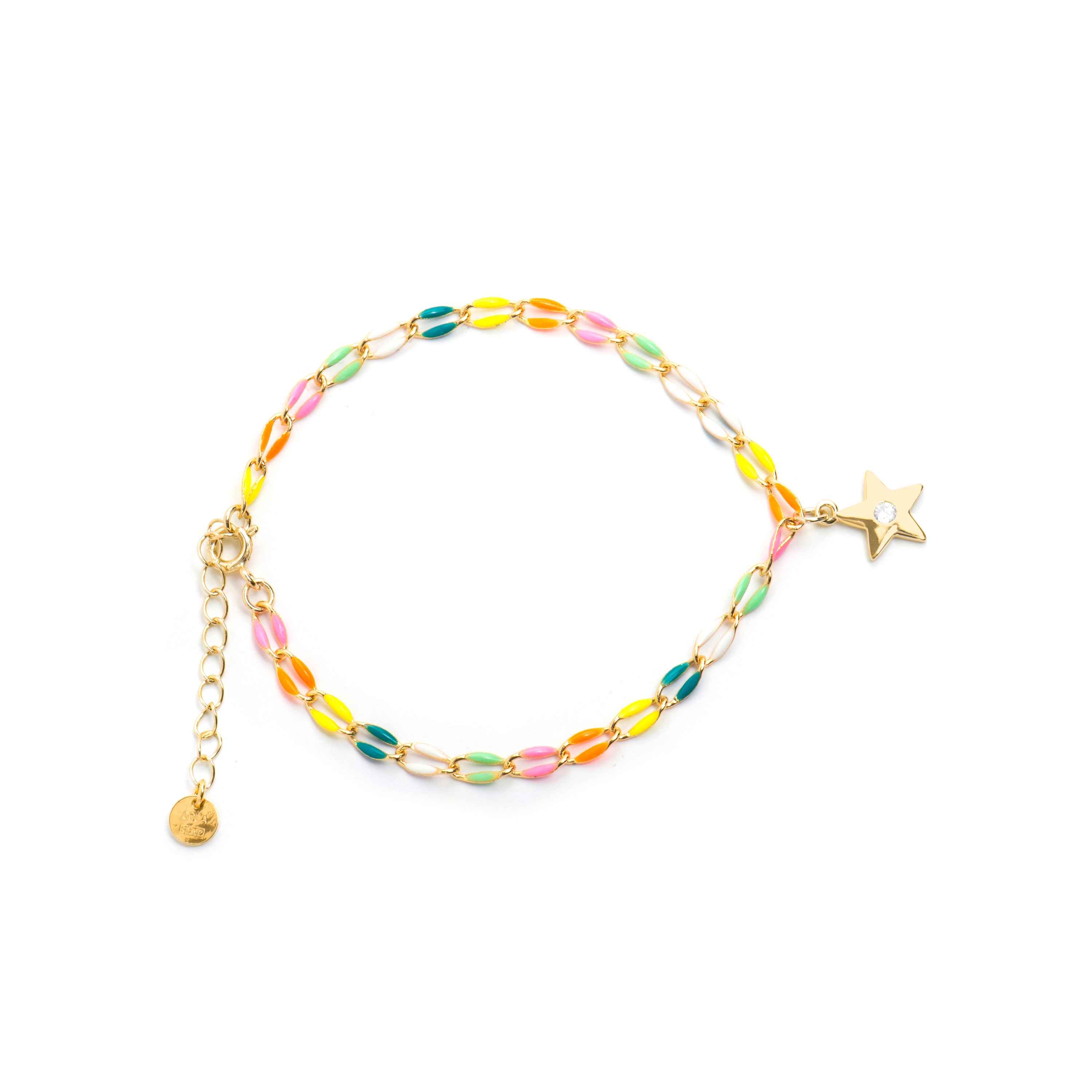 Pulsera de Plata de Ley 925 y Lacado Multicolor acabado oro amarillo de 18k - Saukha