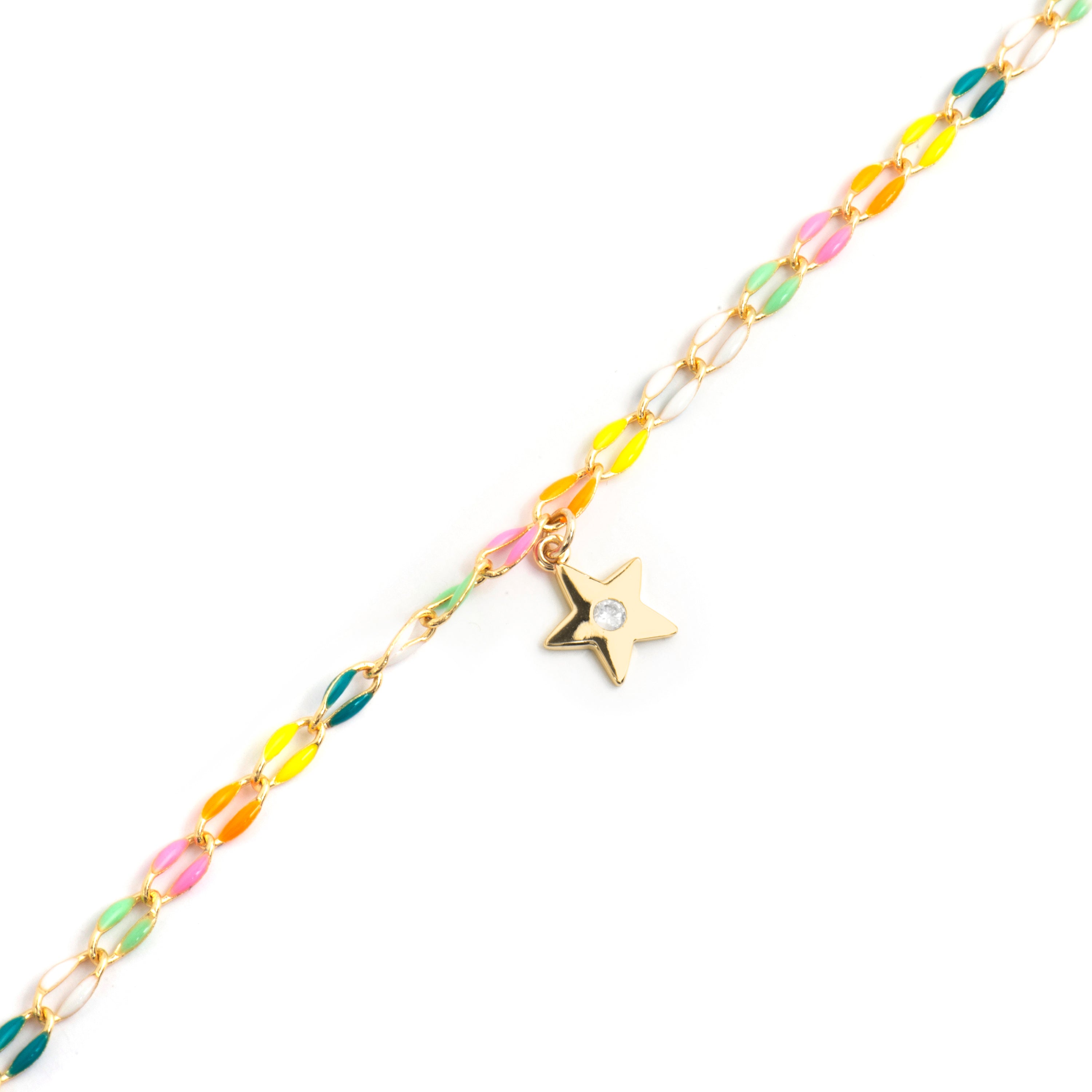 Pulsera de Plata de Ley 925 y Lacado Multicolor acabado oro amarillo de 18k - Saukha