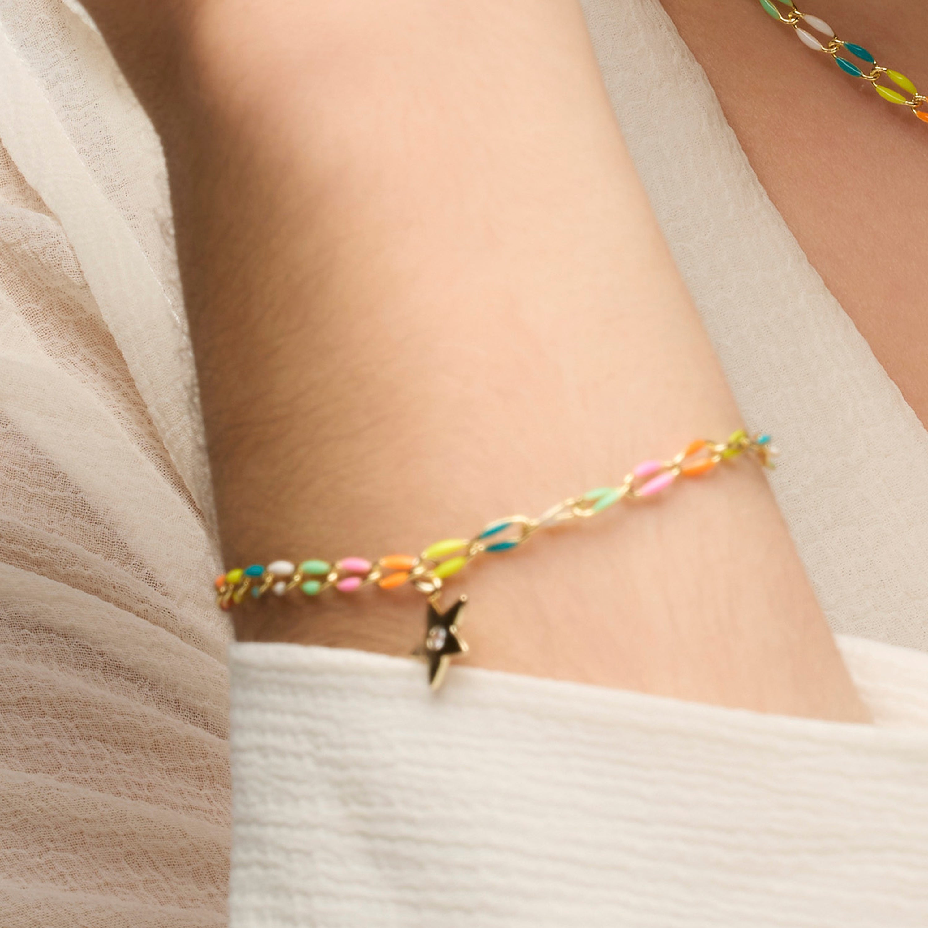 Pulsera de Plata de Ley 925 y Lacado Multicolor acabado oro amarillo de 18k - Saukha