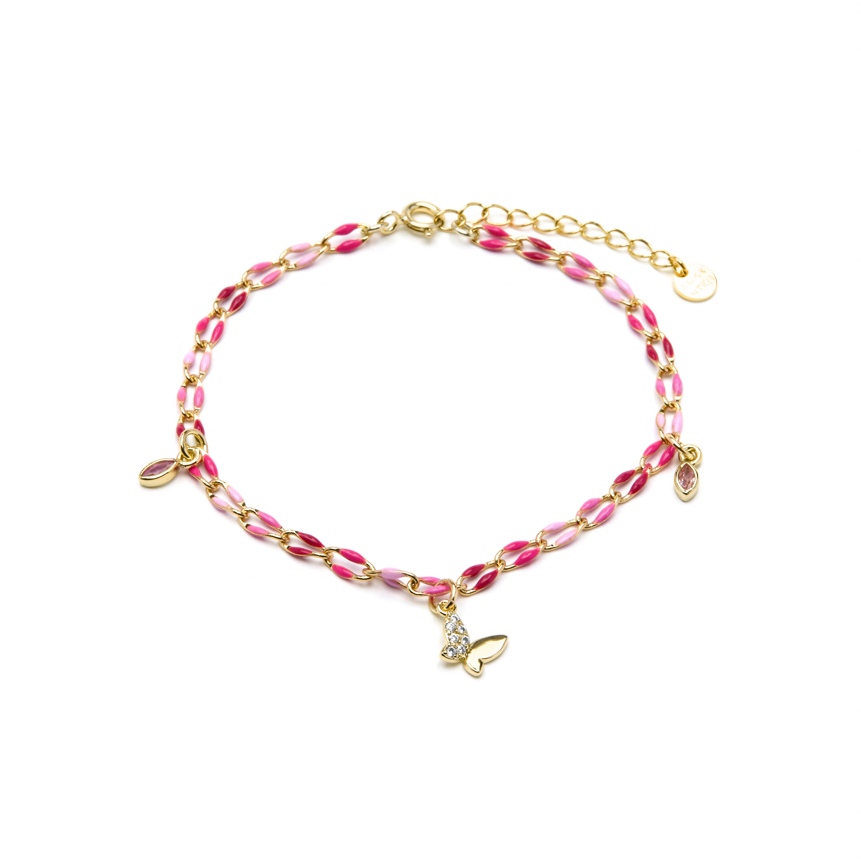 Pulsera de Plata de Ley 925 y Lacado Rosa acabado oro amarillo de 18k - Axelon