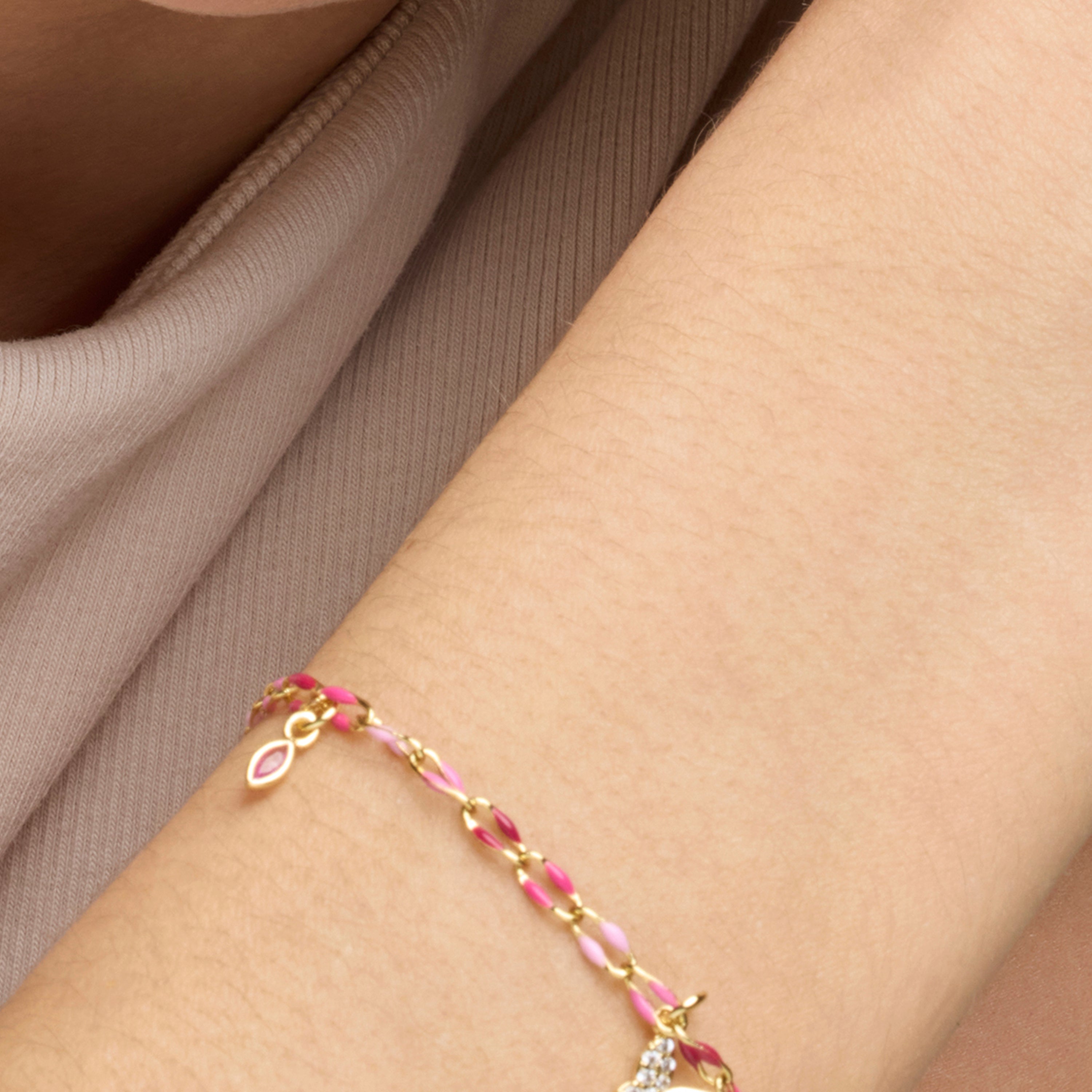 Pulsera de Plata de Ley 925 y Lacado Rosa acabado oro amarillo de 18k - Axelon