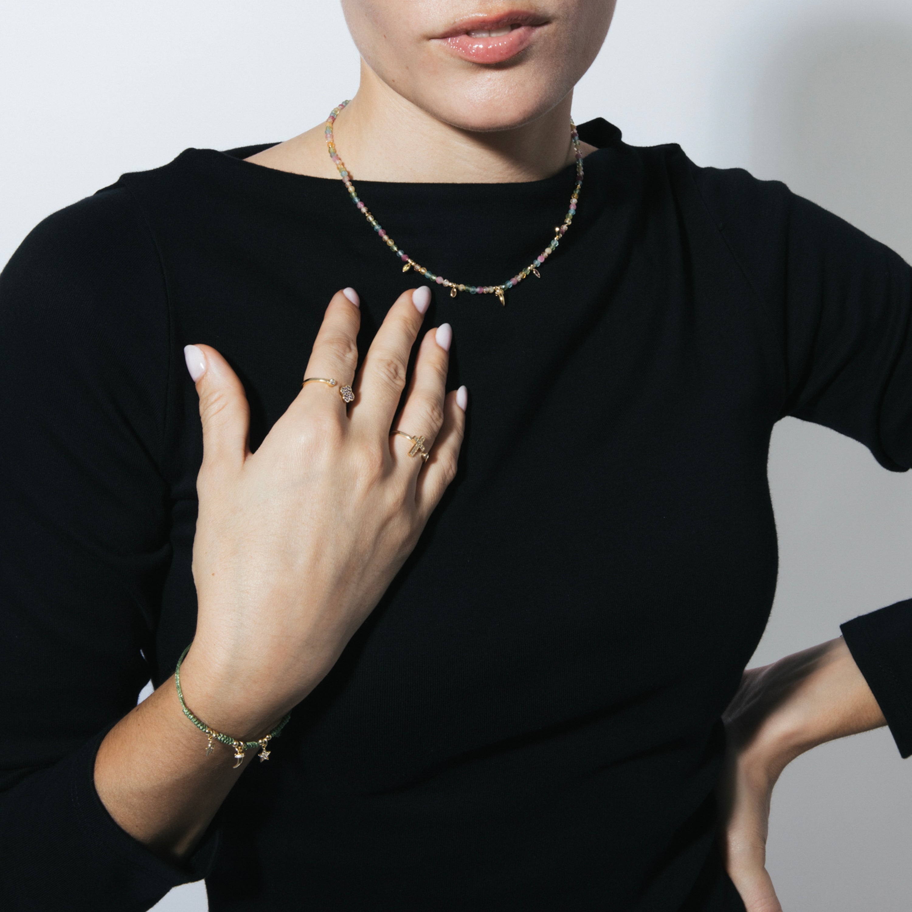 Bracelet en argent sterling 925 et zircon multicolore finition en or jaune 18k - Esli