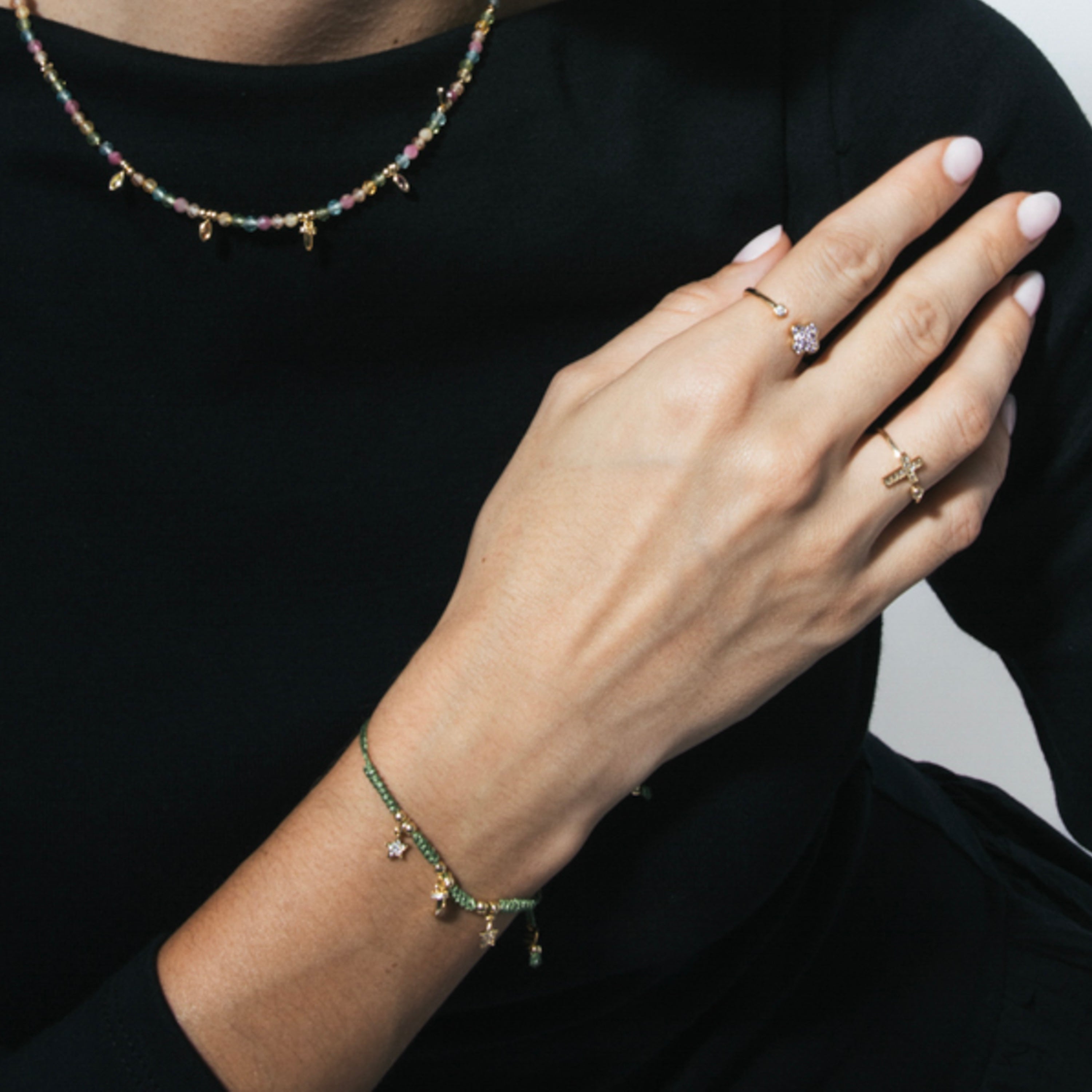 Pulsera de Plata de Ley 925 y Circonita Multicolor acabado en oro amarillo 18k - Esli